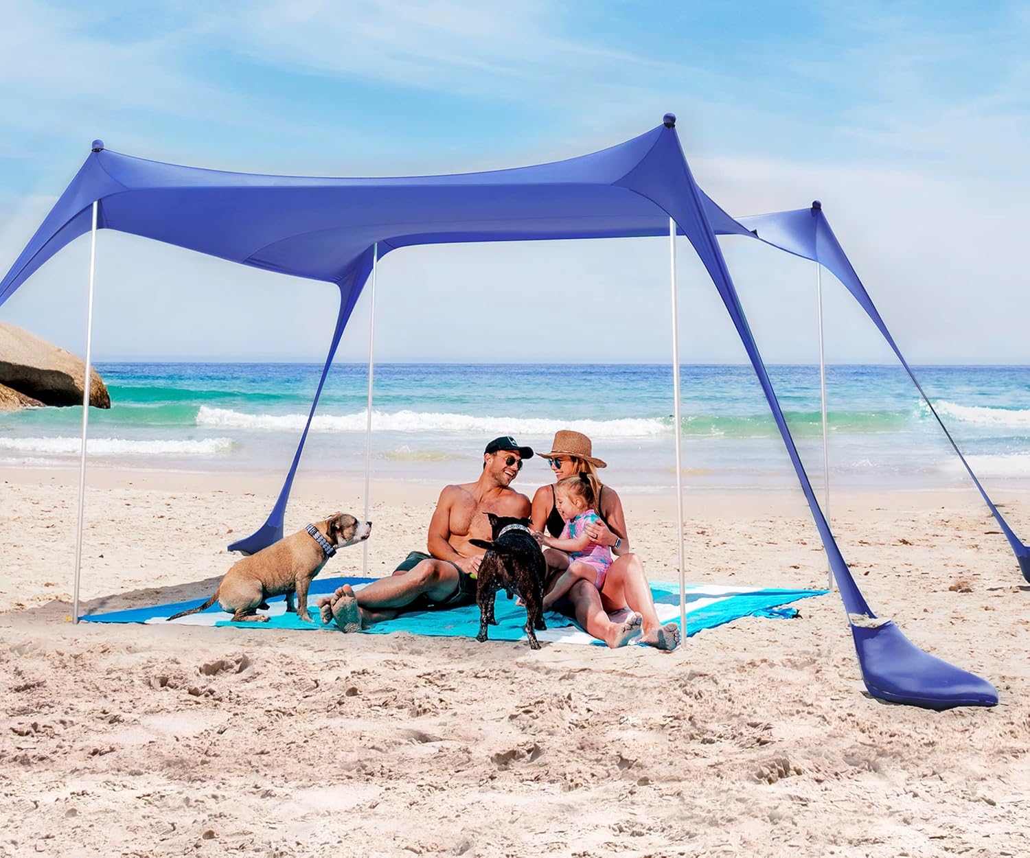Thumbnail 1 de SUN NINJA UPF50+ Pop-Up Beach Tent Sun Shelter (10x10) – Easy Setup Shade Canopy for Camping, Fishing, Picnics