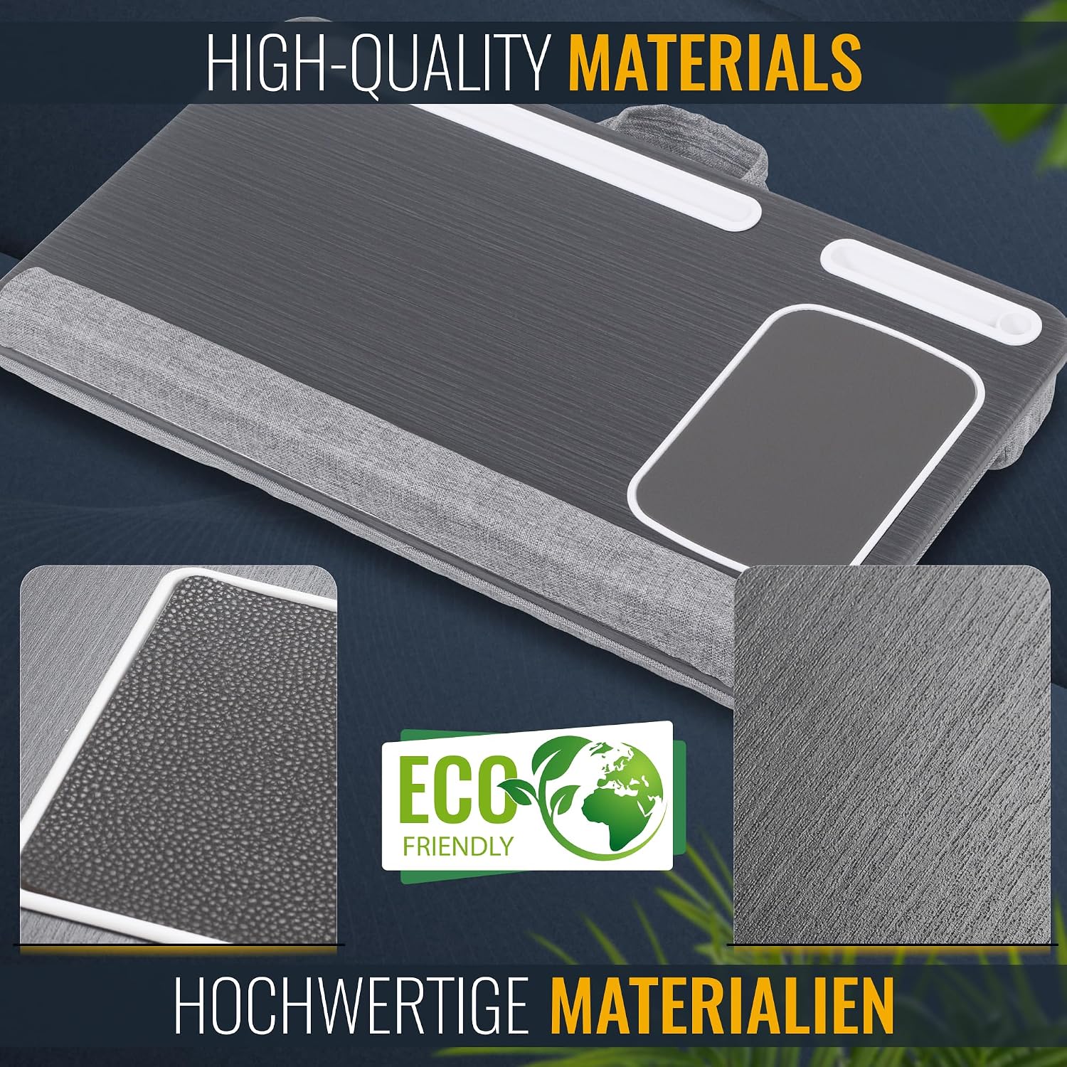 Detalle 2 de RICOO Cuscino Ergonomico per Laptop LA0018: supporto sottile fino a 15,6'' con tasca integrata, color Antracite