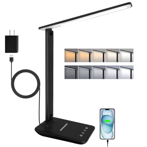Detalle de joyshie Lampe de Bureau LED Pliable avec Adaptateur – Noir