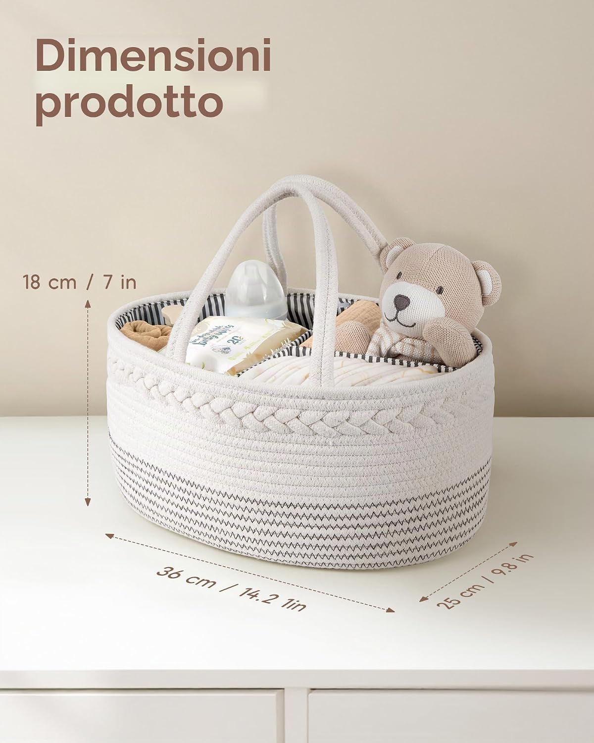 Thumbnail 2 de Maliton Organizer per Pannolini: Cesta portatile in cotone con divisorio rimovibile