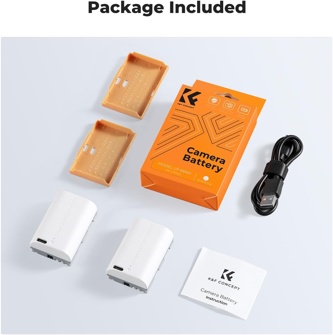 Thumbnail 6 de K&F CONCEPT 2-Pack LP-E6NH 2600mAh batteries with USB-C fast charging for select Canon cameras