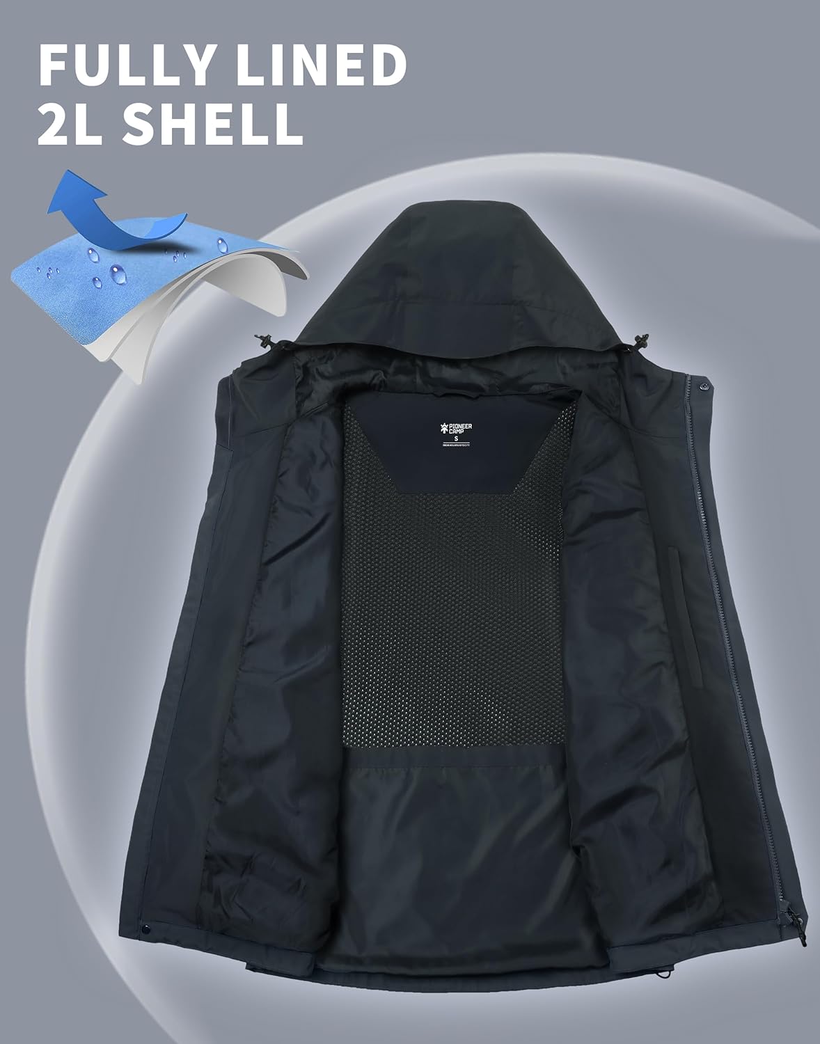 Detalle de Pioneer Camp Herren Regenjacke: Wasserdicht, atmungsaktiv und vielseitig für Outdoor-Einsätze