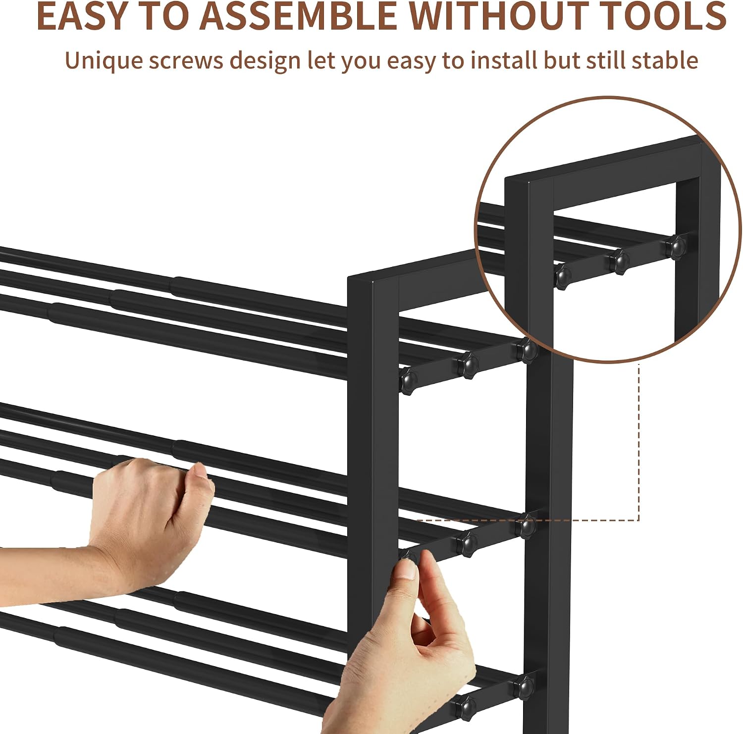 Thumbnail 4 de HDDTTZ 121 Expandable 3-Tier Iron Shoe Rack, Adjustable 17–31 Inches