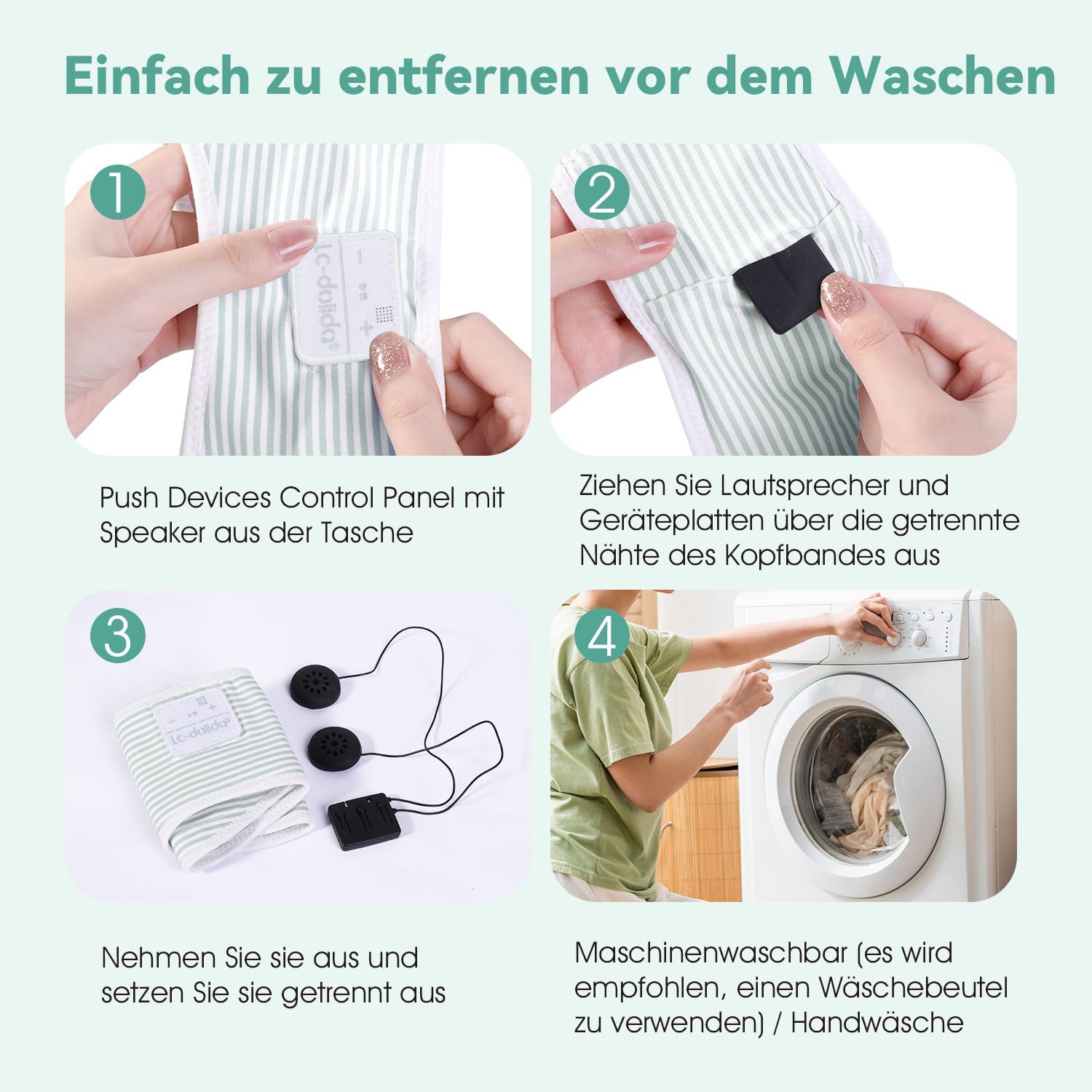 Thumbnail 6 de LC-dolida Schlafkopfhörer Ultra-Soft Bluetooth-Stirnband mit 4-Wege Stretch & No-Slip (bis 15 Std. Playtime)