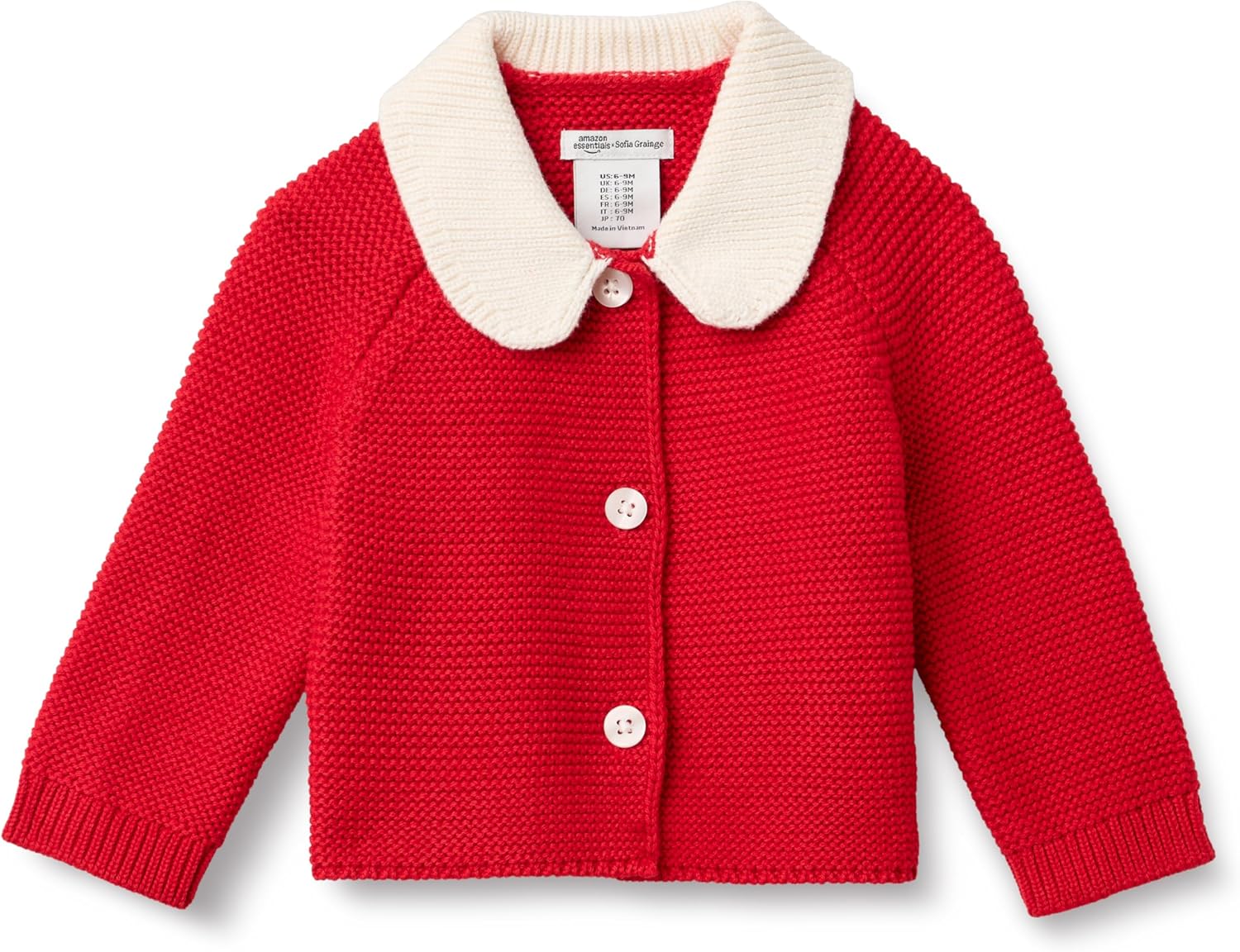 Detalle de Amazon Essentials x Sofia Grainge Unisex Toddlers and Babies' Peter Pan Collar Sweater Jacket