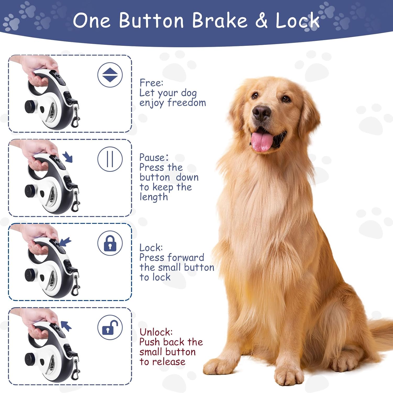 Thumbnail 3 de VTOPVMAX Retractable Dog Lead 8m (26ft) with LED Light & Chew‑Proof Cable, for Medium/Large Dogs up to 50kg