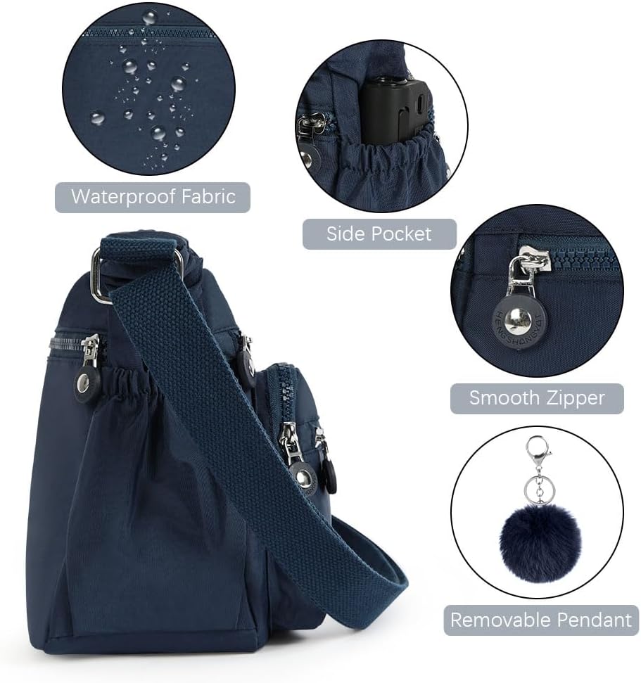Thumbnail 4 de Aucuu Nylon Umhängetasche Damen 3 Vordertaschen