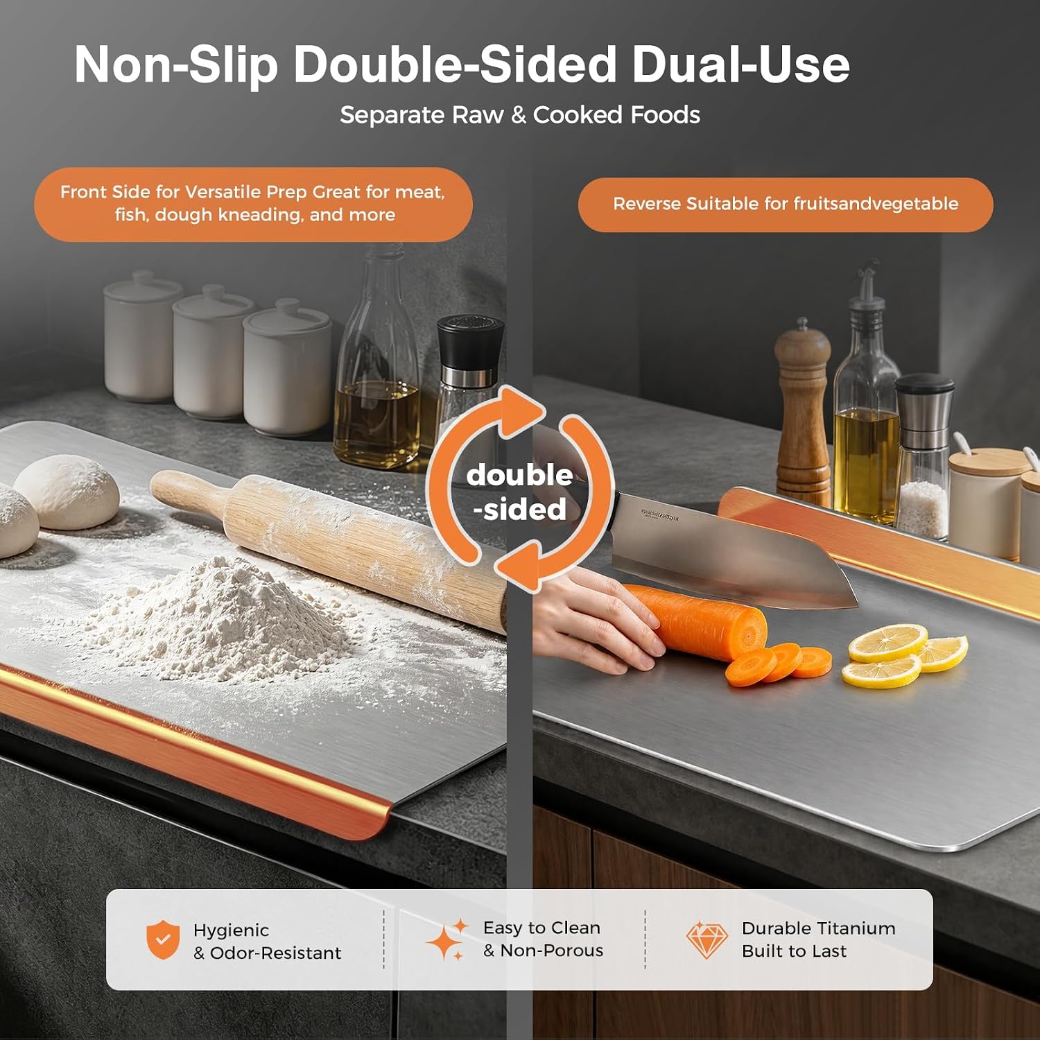 Thumbnail 6 de Titanium Cutting Board for Kitchen – Pure 24 x 16 Inch, One-Piece Titanium, Non-Slip & Dishwasher Safe