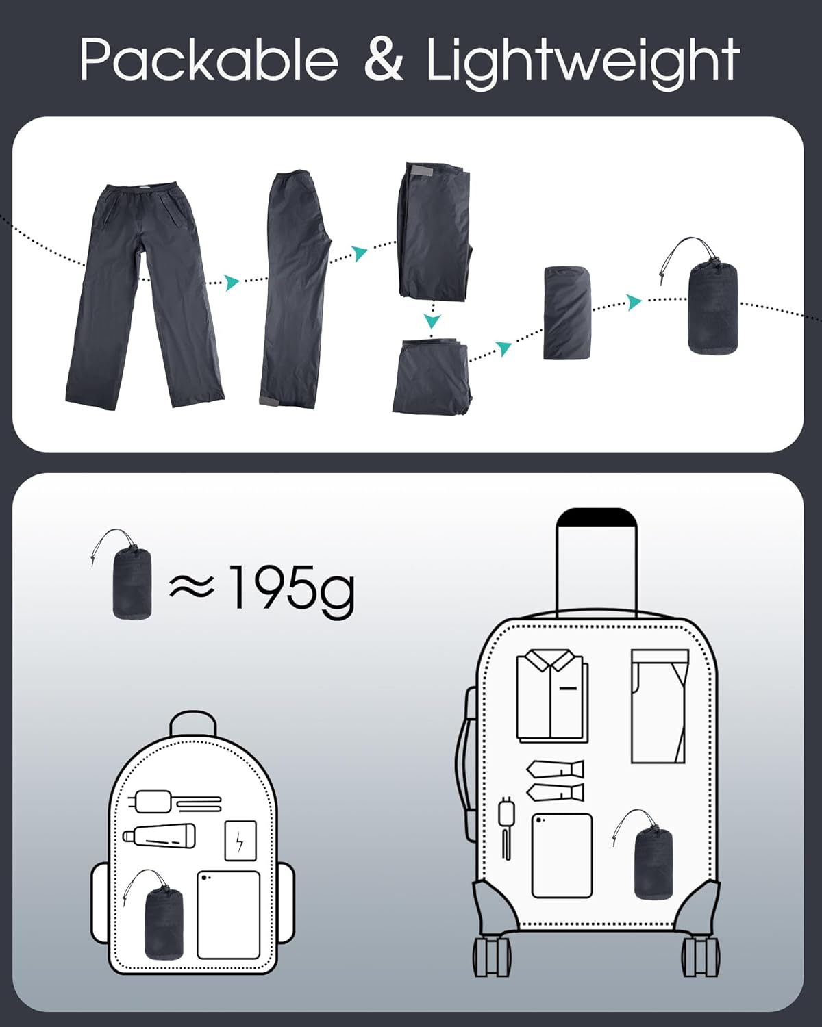 Thumbnail 4 de 33,000ft Damen Regenhose wasserdicht fürs Radfahren und Outdoor – reflektierende Wind- und Regen-Überziehhose