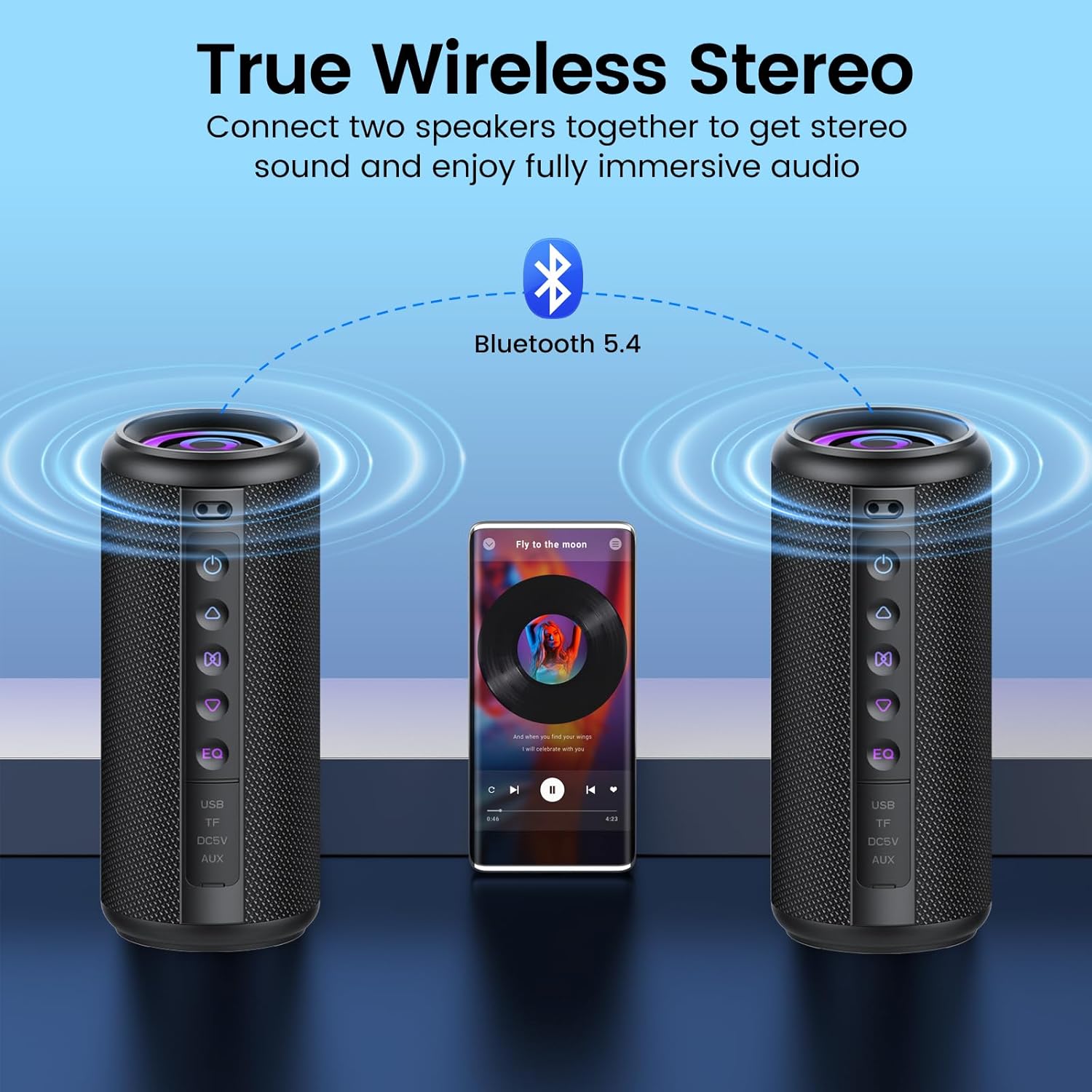 Thumbnail 3 de Portable Bluetooth Speaker with 20W Stereo, Bluetooth 5.4, IP7 Waterproof, 20H Playtime, RGB Lights (M17)