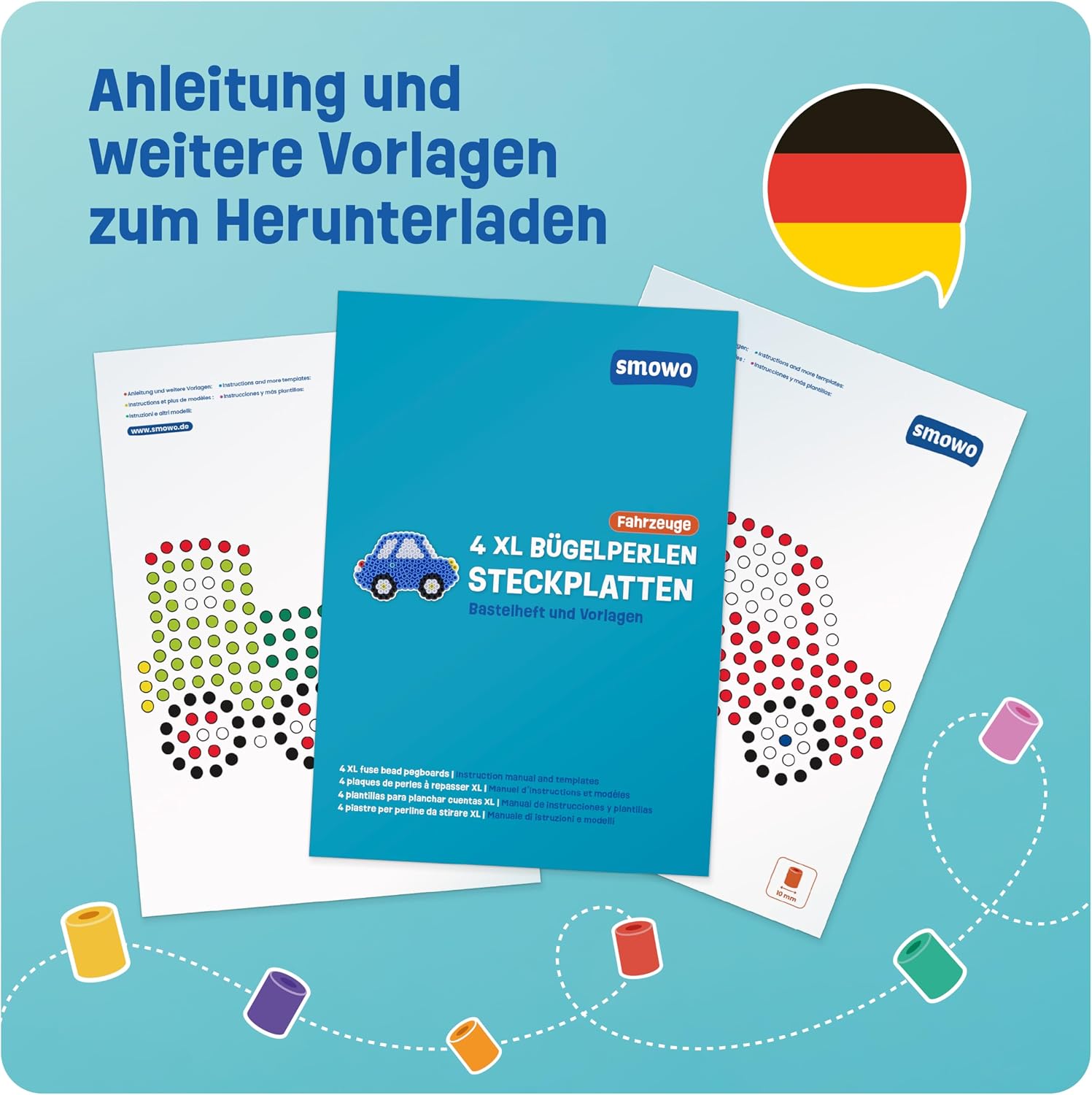 Thumbnail 3 de Smowo 10mm Bügelperlen Steckplatten Fahrzeuge-Set (4 Platten + Vorlagen) für Kinder ab 3 Jahren