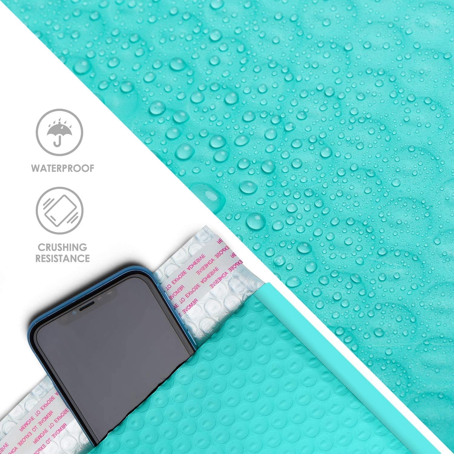 Thumbnail 1 de Switory Teal poly bubble mailers 4 x 7in – pack of 50 self-seal padded envelopes