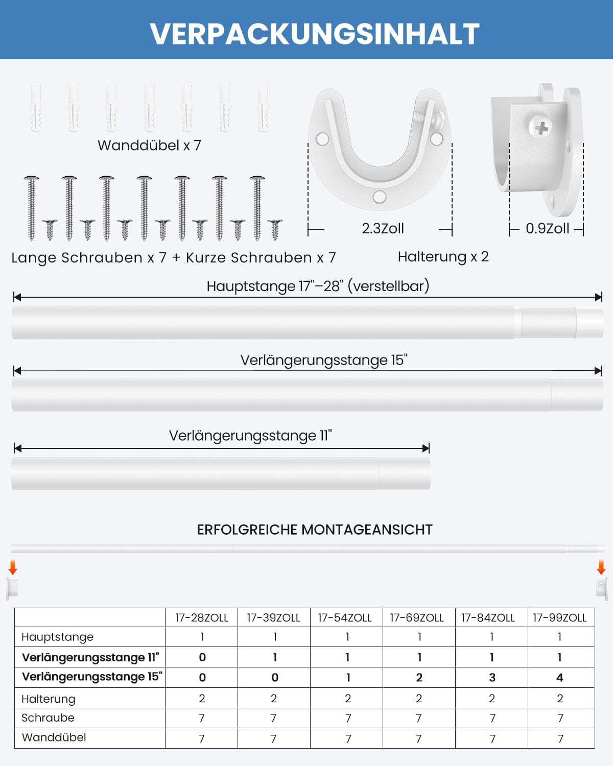 Thumbnail 6 de Kleiderstange Schrank Ausziehbar 43–97 cm Weiß