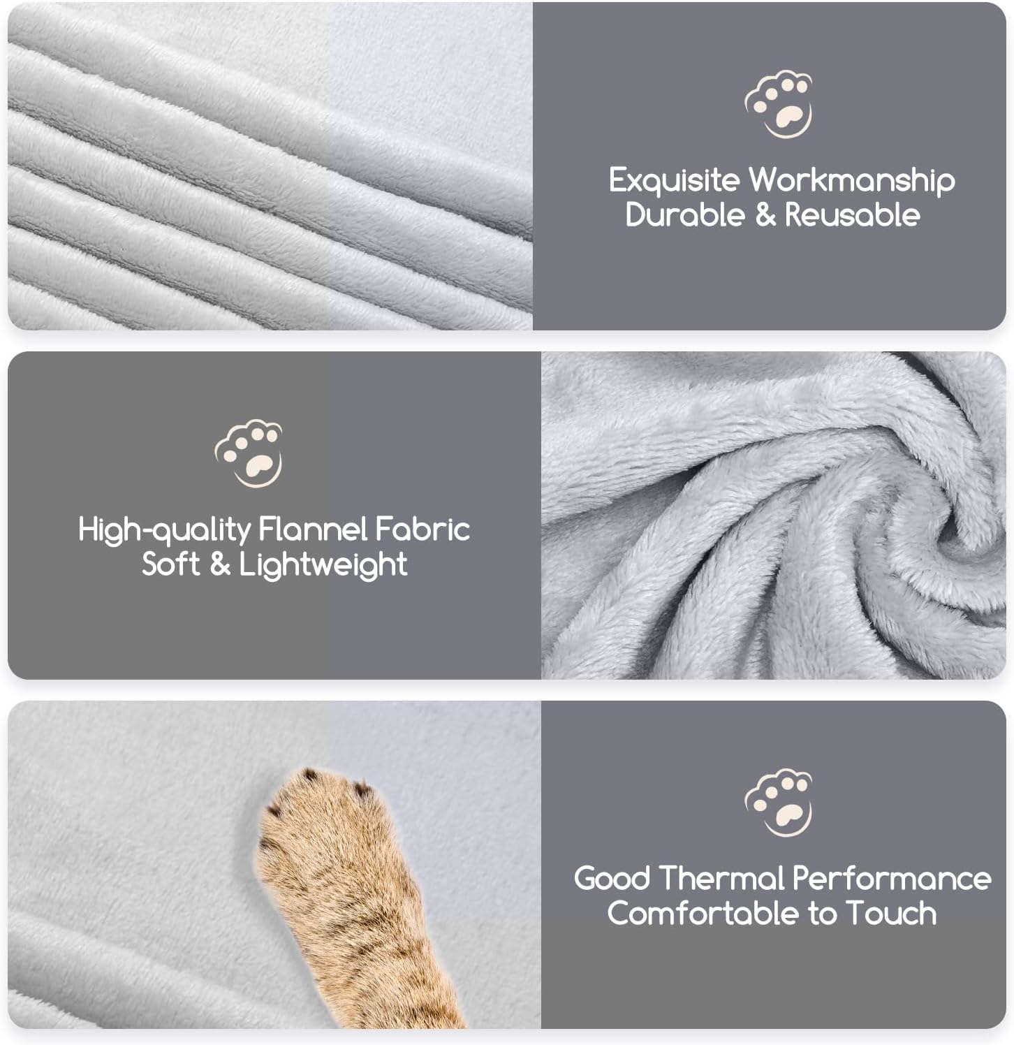 Detalle 2 de Nobleza Flanell Hundedecke 160x100 cm grau