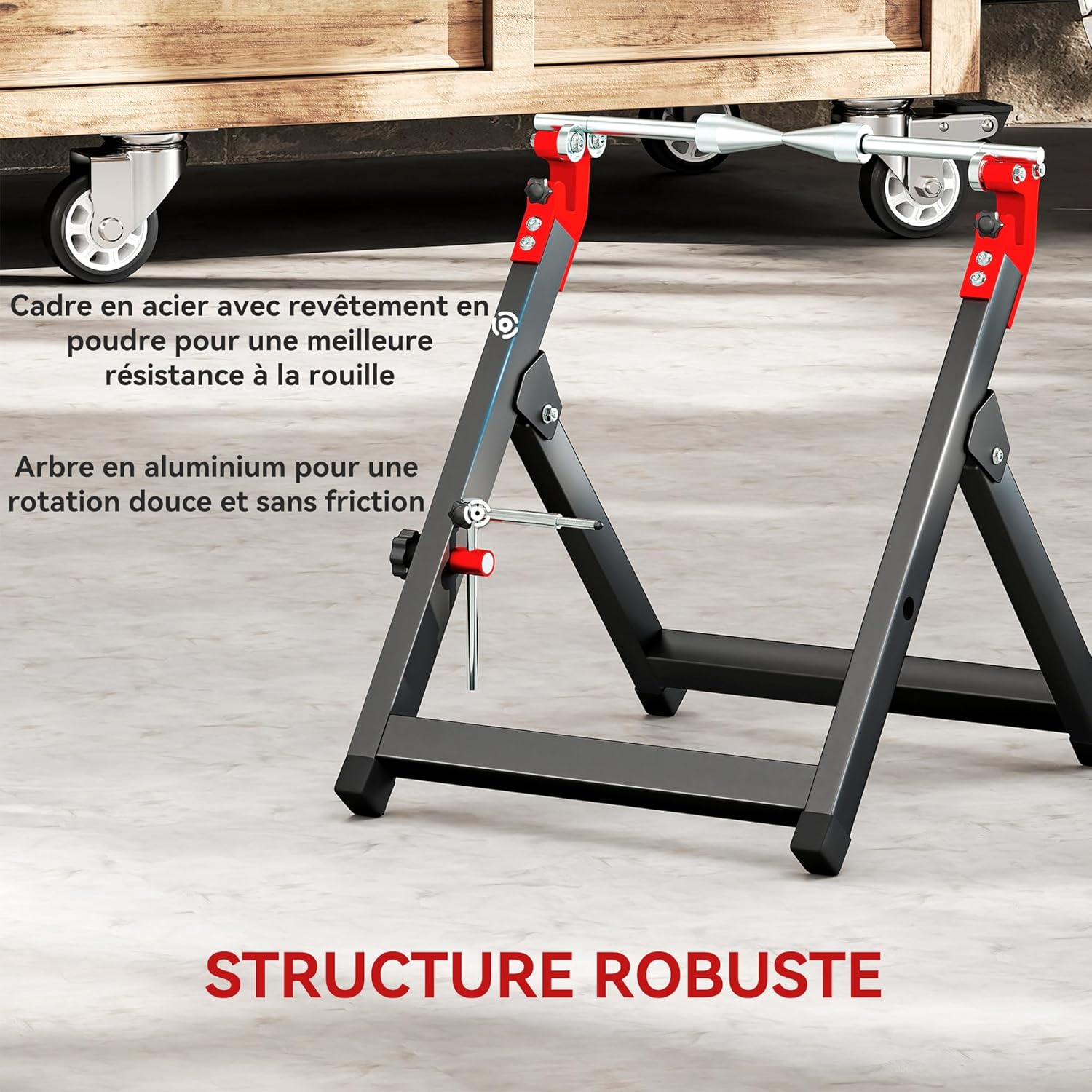 Thumbnail 4 de HOMCOM Équilibreuse Manuelle de Roues de Moto en Aluminium et Acier — jusqu’à 21 pouces