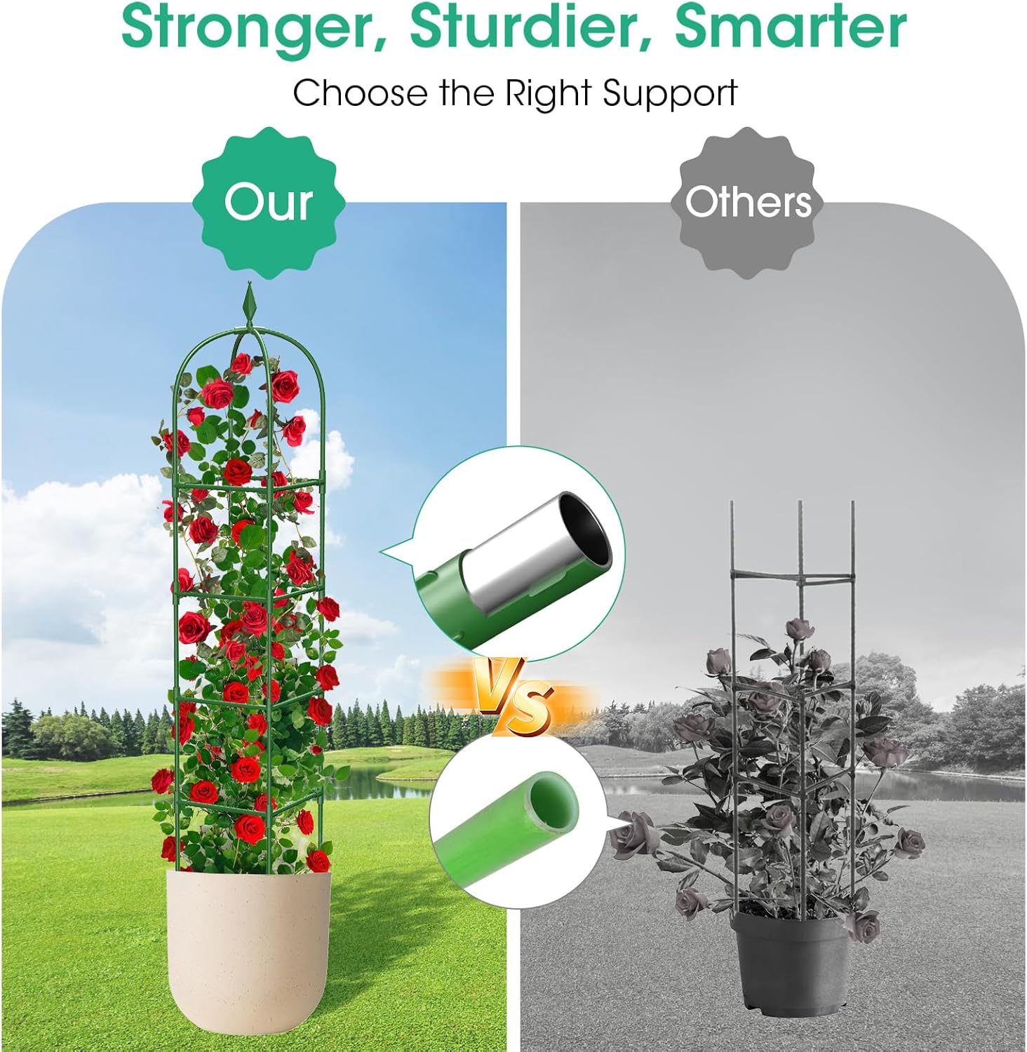 Thumbnail 3 de MQHUAYU 4-Tier Garden Obelisk Trellis (180 cm) for Climbing Plants – Rustproof Metal Plant Support