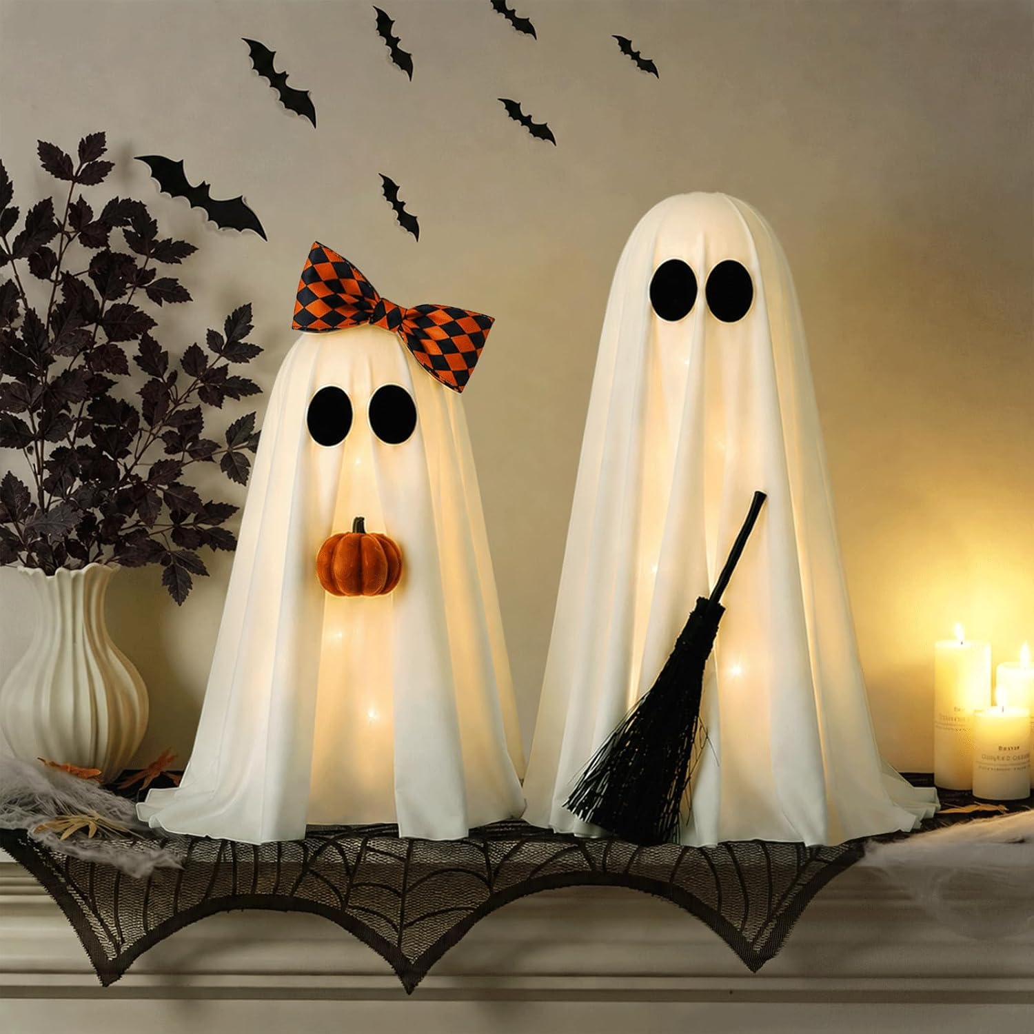 Detalle de Zesua ZS122 Lighted Halloween Ghost Decor, 2-Pack with Warm White LEDs