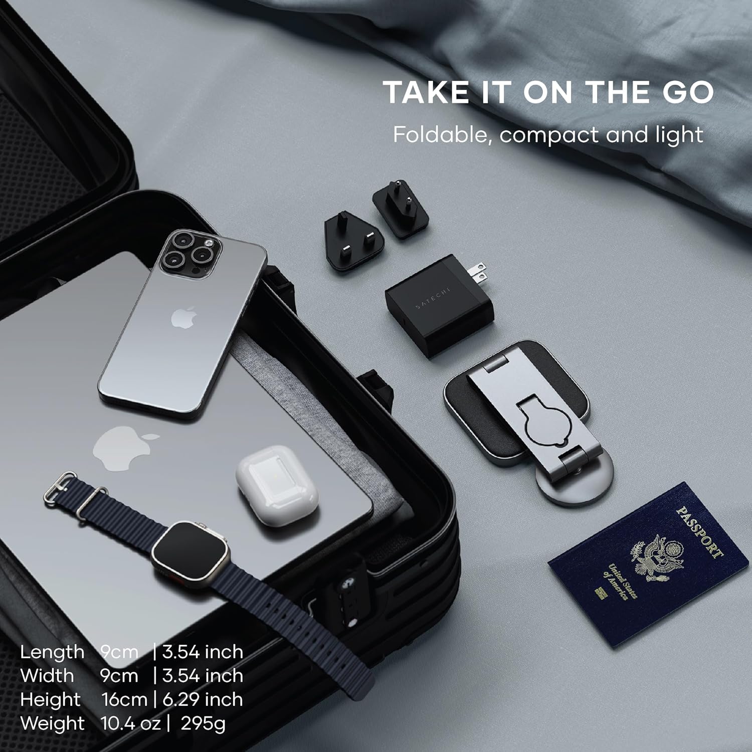 Thumbnail 4 de SATECHI OntheGo™ Chargeur Induction 3 en 1 pliable sans fil magnétique Qi2 (15W) pour iPhone, Apple Watch et AirPods