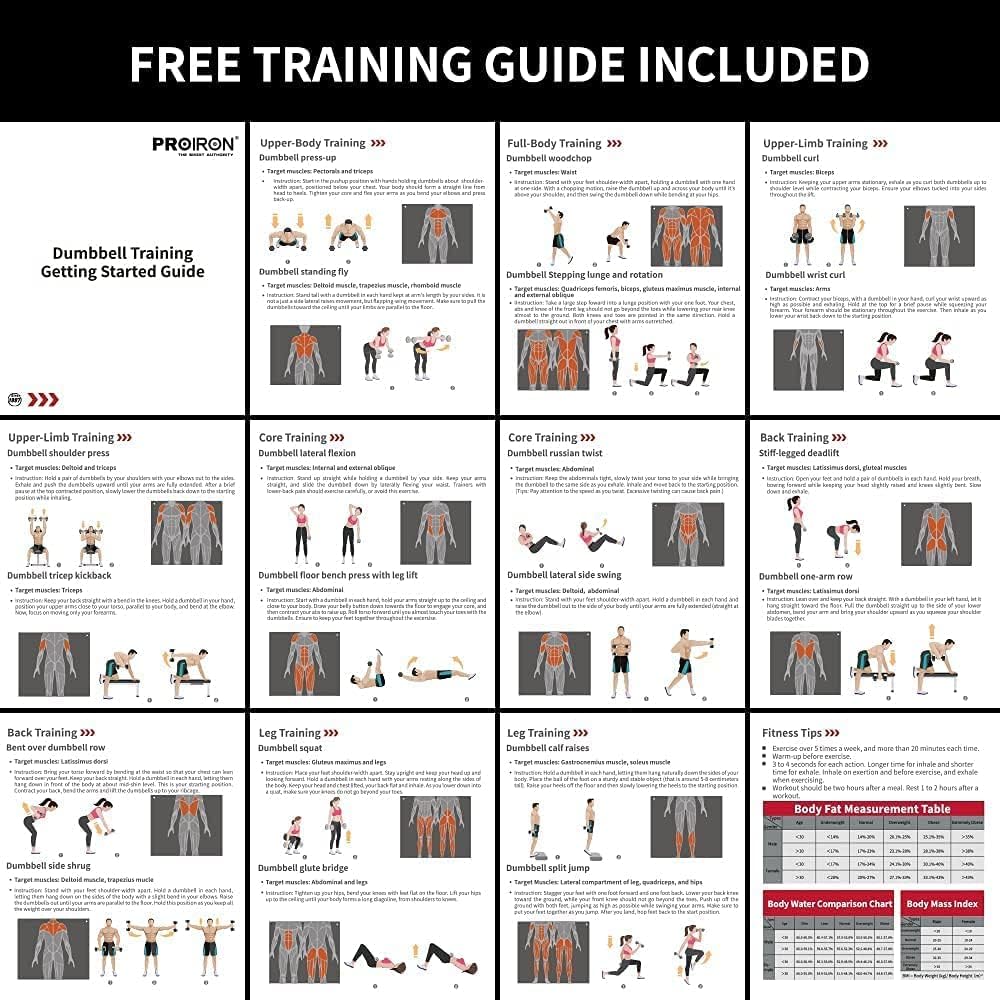 Detalle de PROIRON 20kg/30kg Adjustable Dumbbells Set for Home Fitness