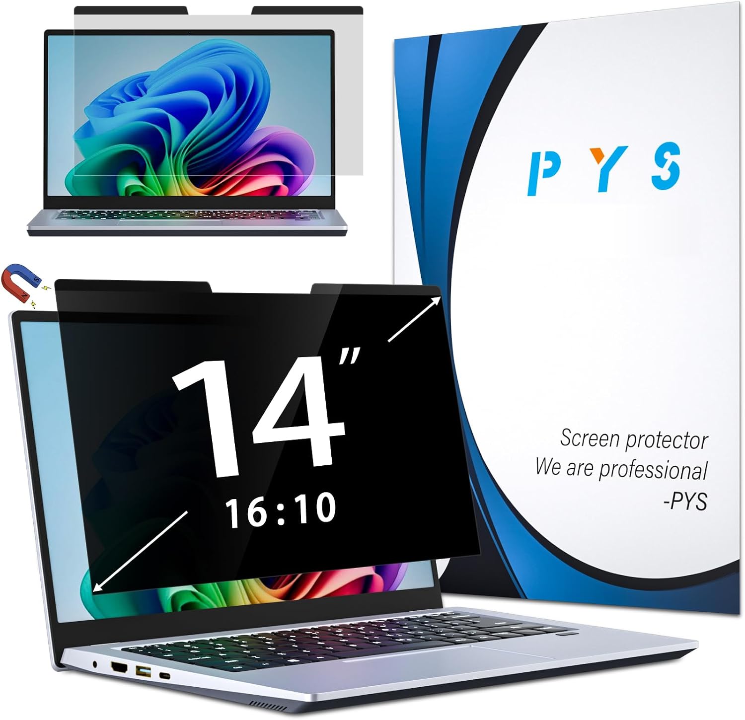 Detalle de PYS PYS-CXFK14-16:10 14-Inch 16:10 Magnetic Privacy Screen, Anti-Glare