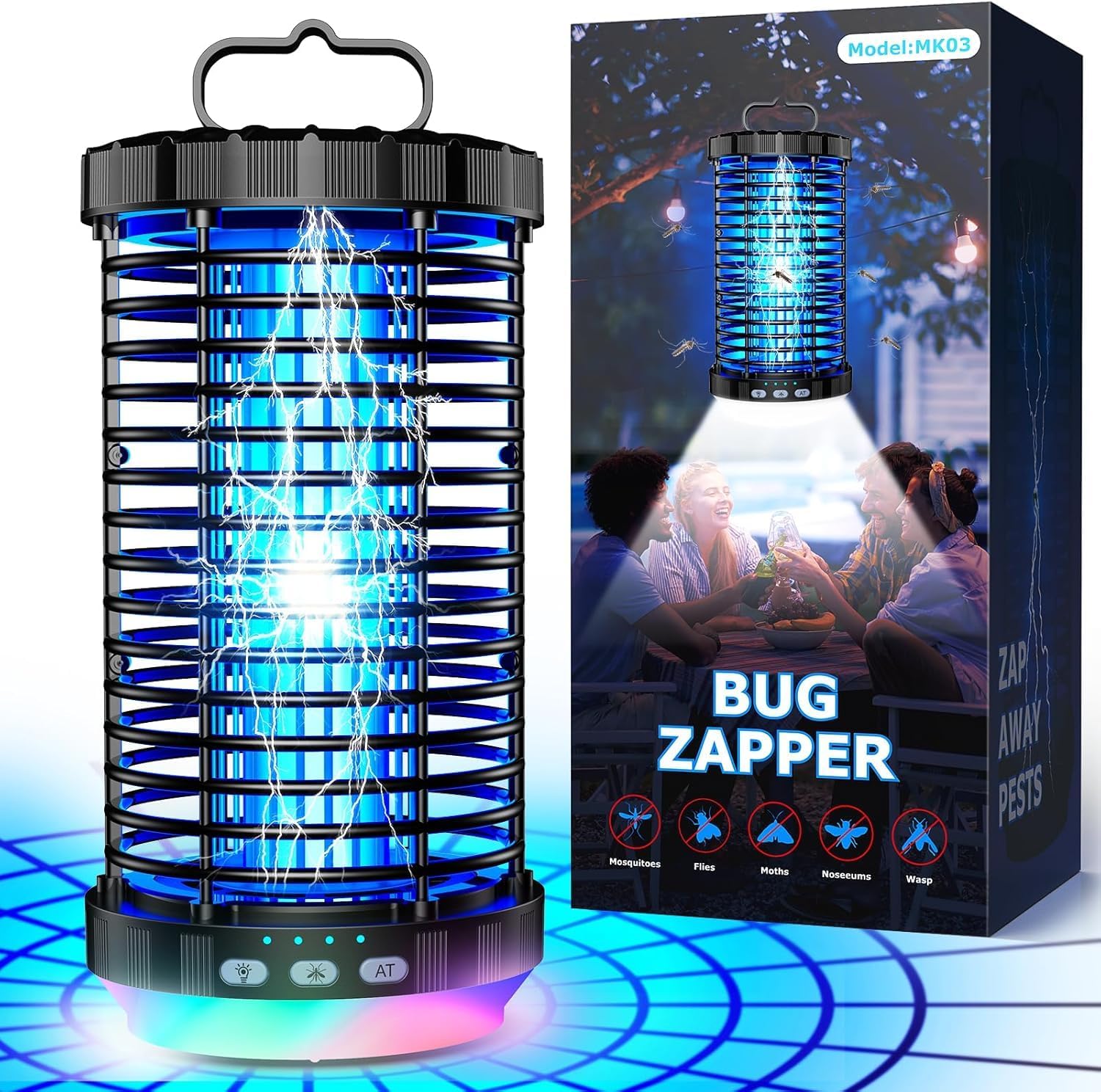 Detalle de GARUTED BK 06 Rechargeable Bug Zapper with 5000mAh Battery and LED Night Light