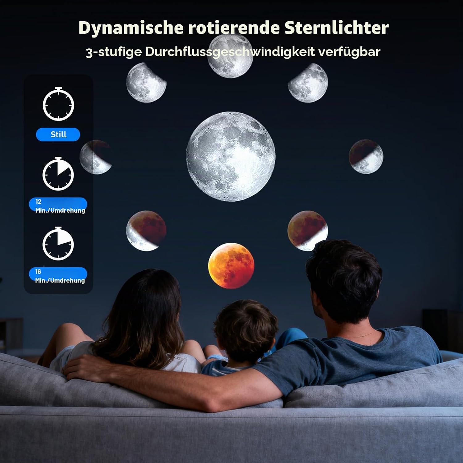 Detalle 2 de Galaxy Projektor 13 in 1: Sternenhimmelprojektor für Schlafzimmer mit 360°-Funktion und 12 Zubehörfolien