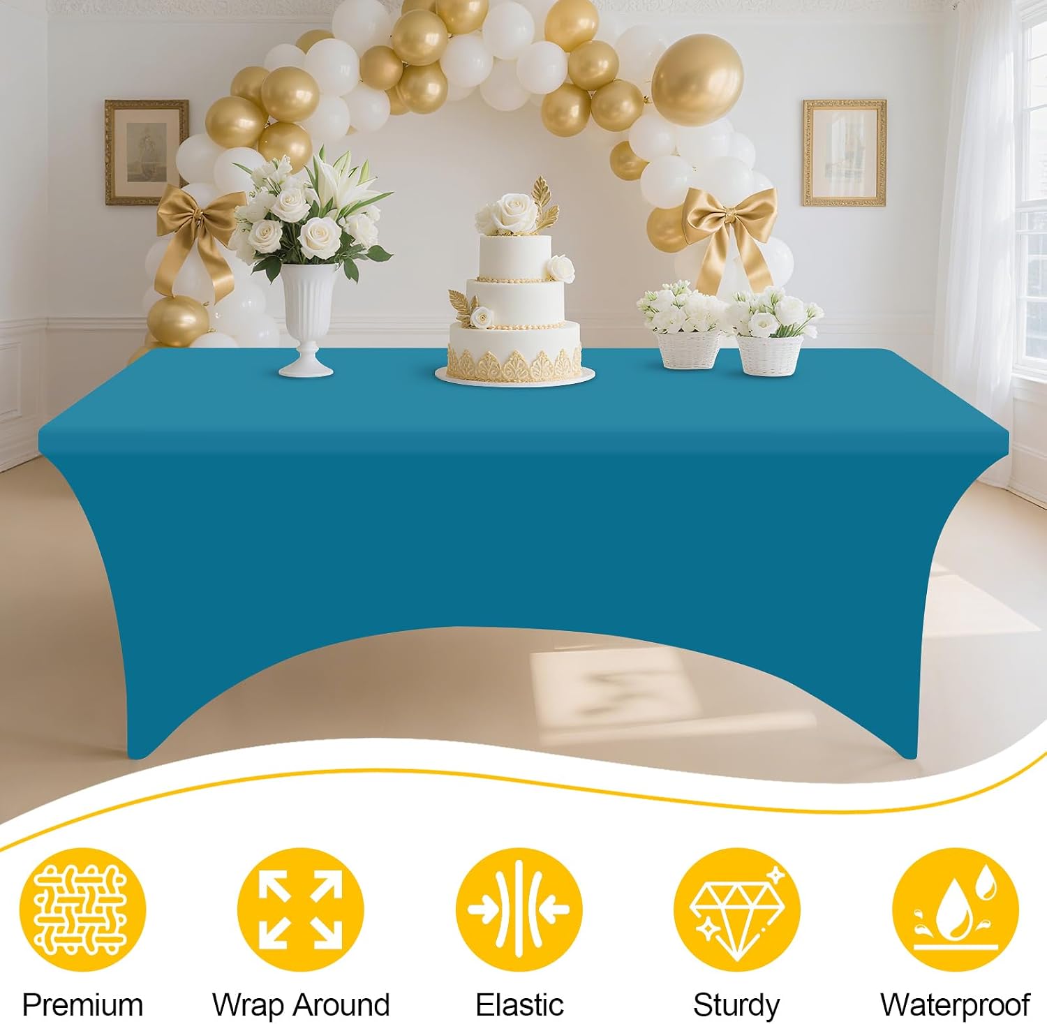 Detalle de Smiry 2 Pack Spandex Table Cloth 72 in