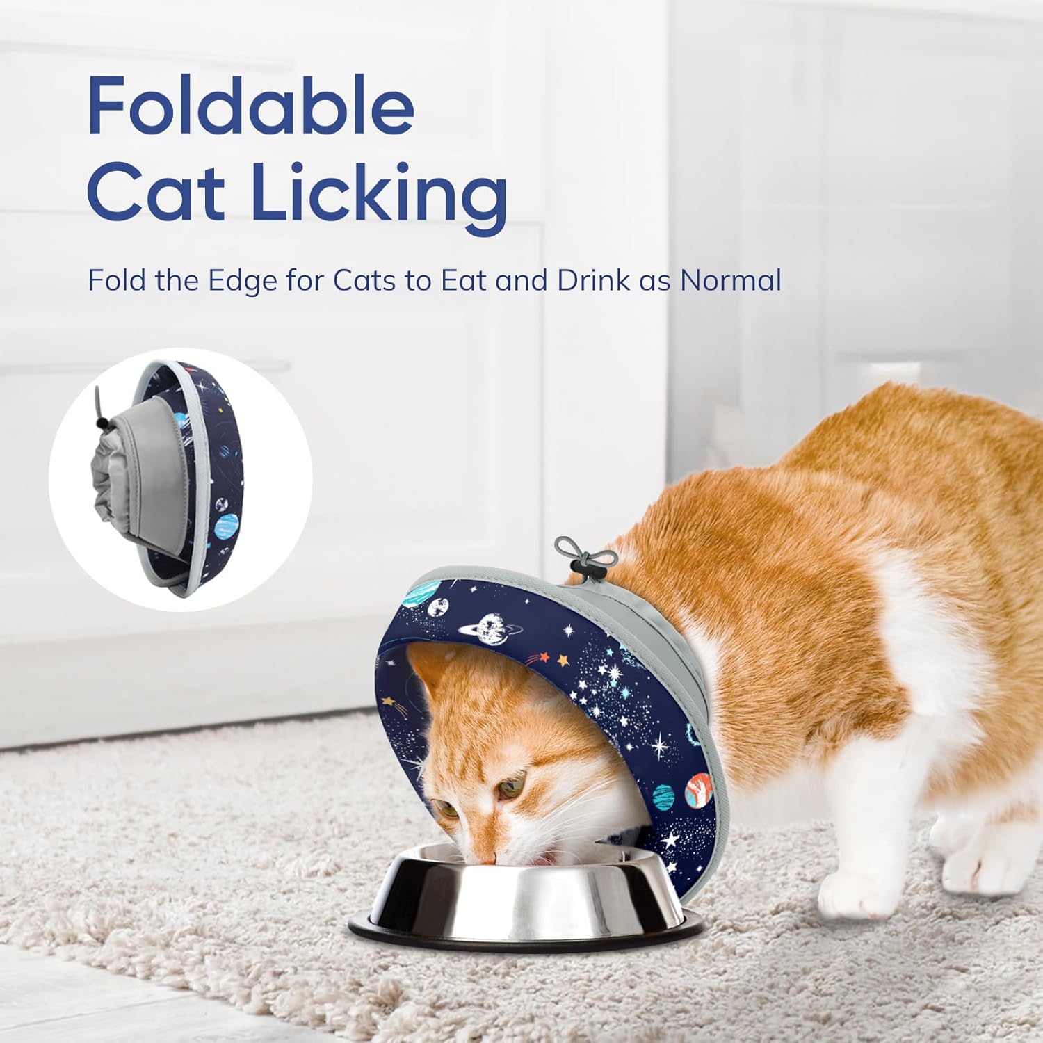Thumbnail 3 de Supet Adjustable Elizabethan Cat Cone Collar (Deep Blue, M) – Waterproof soft collar to stop licking after surgery