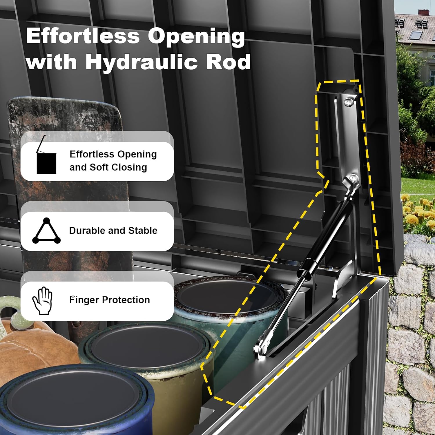 Thumbnail 6 de EasyUp 220 Gallon Deck Box, Black Lockable Outdoor Storage with UV-Resistant Resin