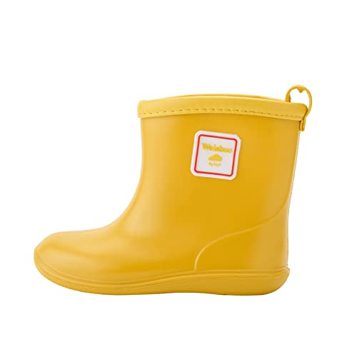 Detalle de Weishuo Stivaletti Pioggia Bambino – Stivali di gomma antiscivolo impermeabili da 1 a 8 anni (Taglia 22 EU, Colore Giallo)