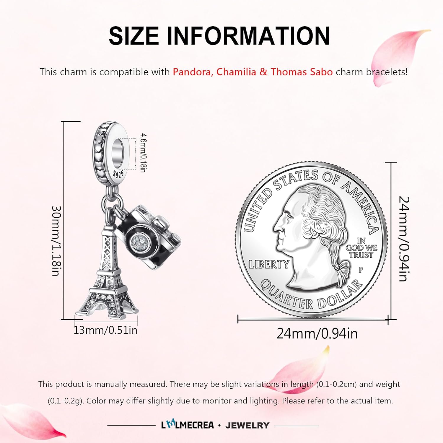 Detalle 2 de LMLMECREA Charms Anhänger 925 Silber 4,6 mm