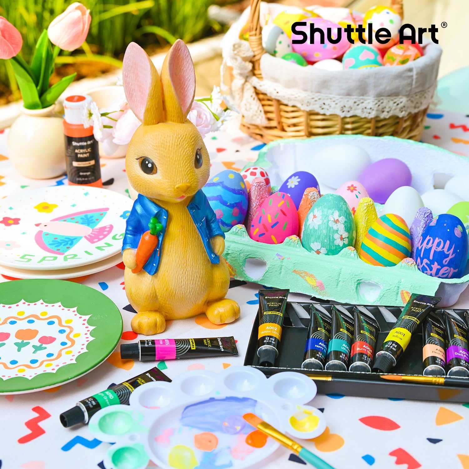 Detalle de Shuttle Art Acrylfarben Set – 30 wasserfeste Acrylfarben (12 ml) mit 3 Pinselsatz
