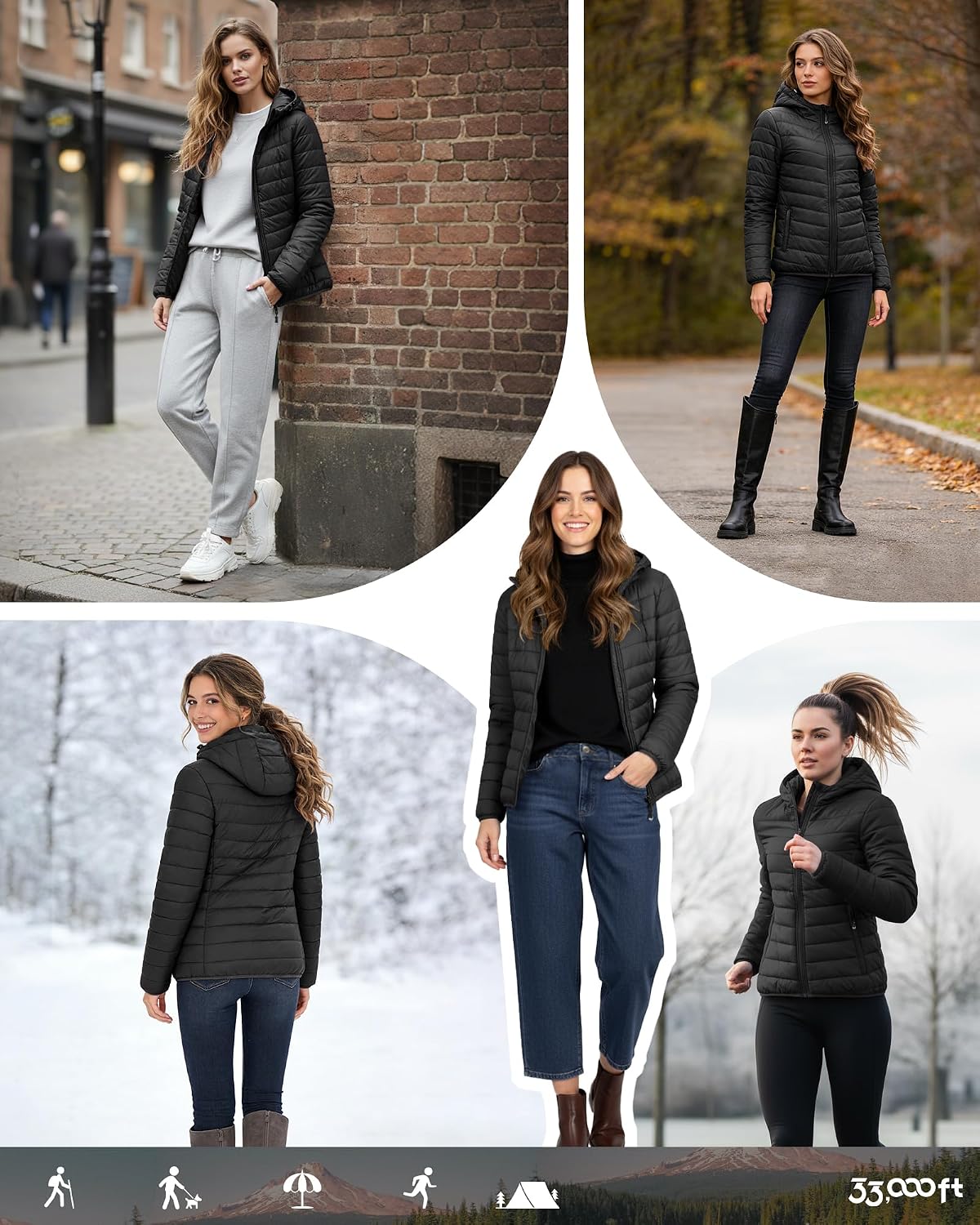 Thumbnail 1 de 33,000ft Damen leichte Steppjacke