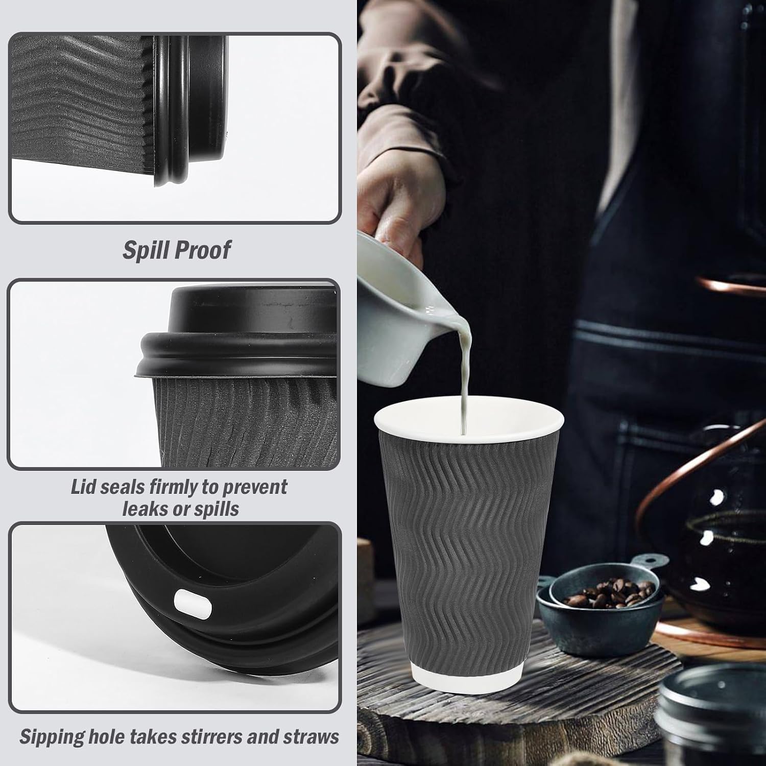 Detalle de Lamosi 50-Pack 16 oz Insulated Coffee Cups ⚡