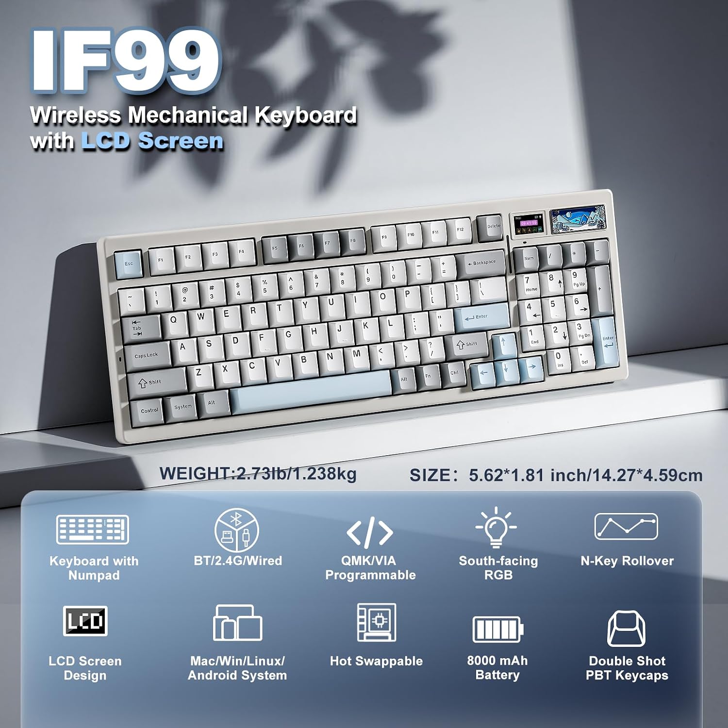 Thumbnail 1 de YUNZII IF99 Wireless Mechanical Keyboard with Smart LCD Display