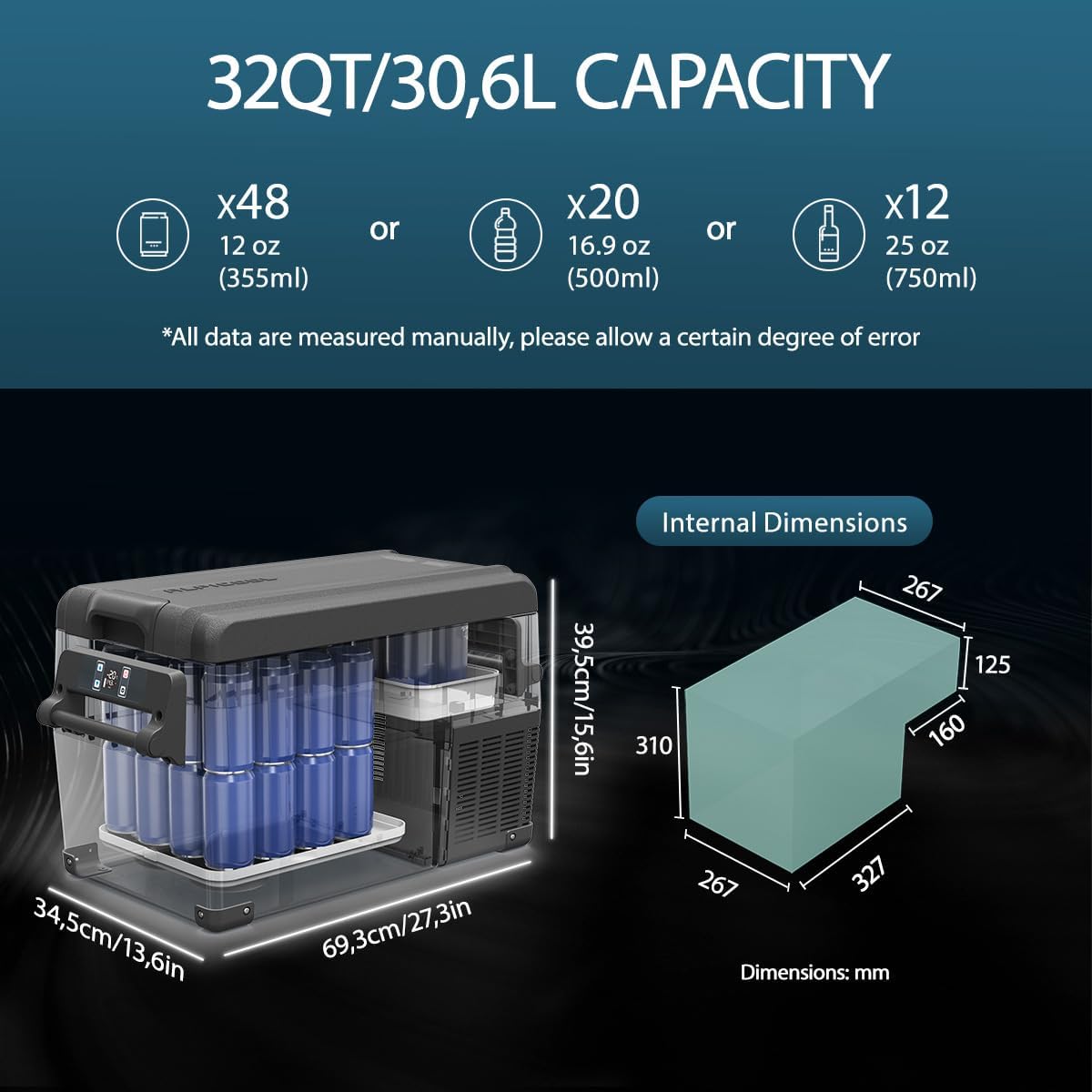 Thumbnail 5 de Alpicool NCF35 30,6L Kompressor-Kühlbox (12V) mit Gefrierfach – bis -20 °C bis 20 °C, Schwarz