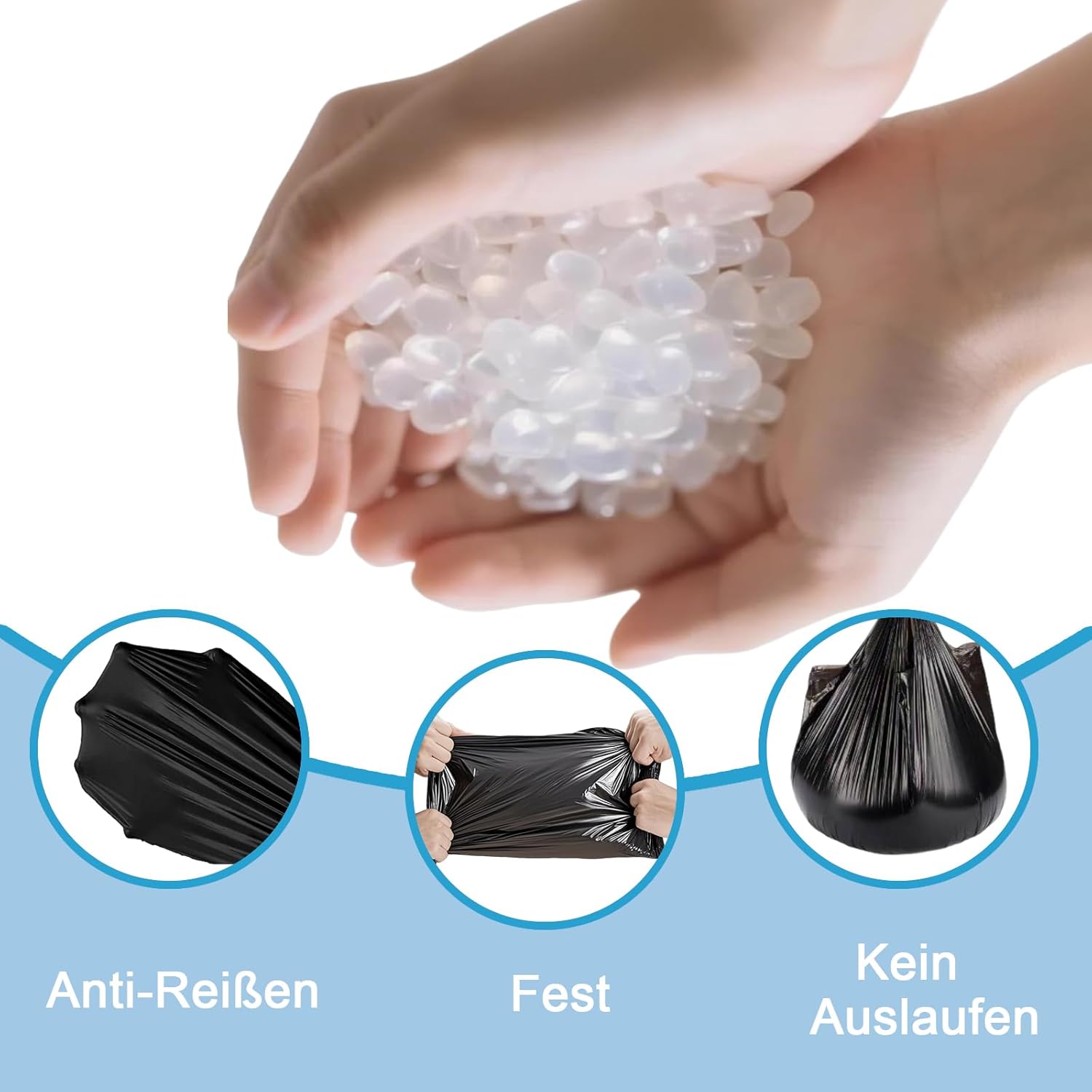 Thumbnail 3 de XIYOO schwarze Müllbeutel 25L mit Tragegriff (55x70 cm) – reißfest, blickdicht, 60 Stück