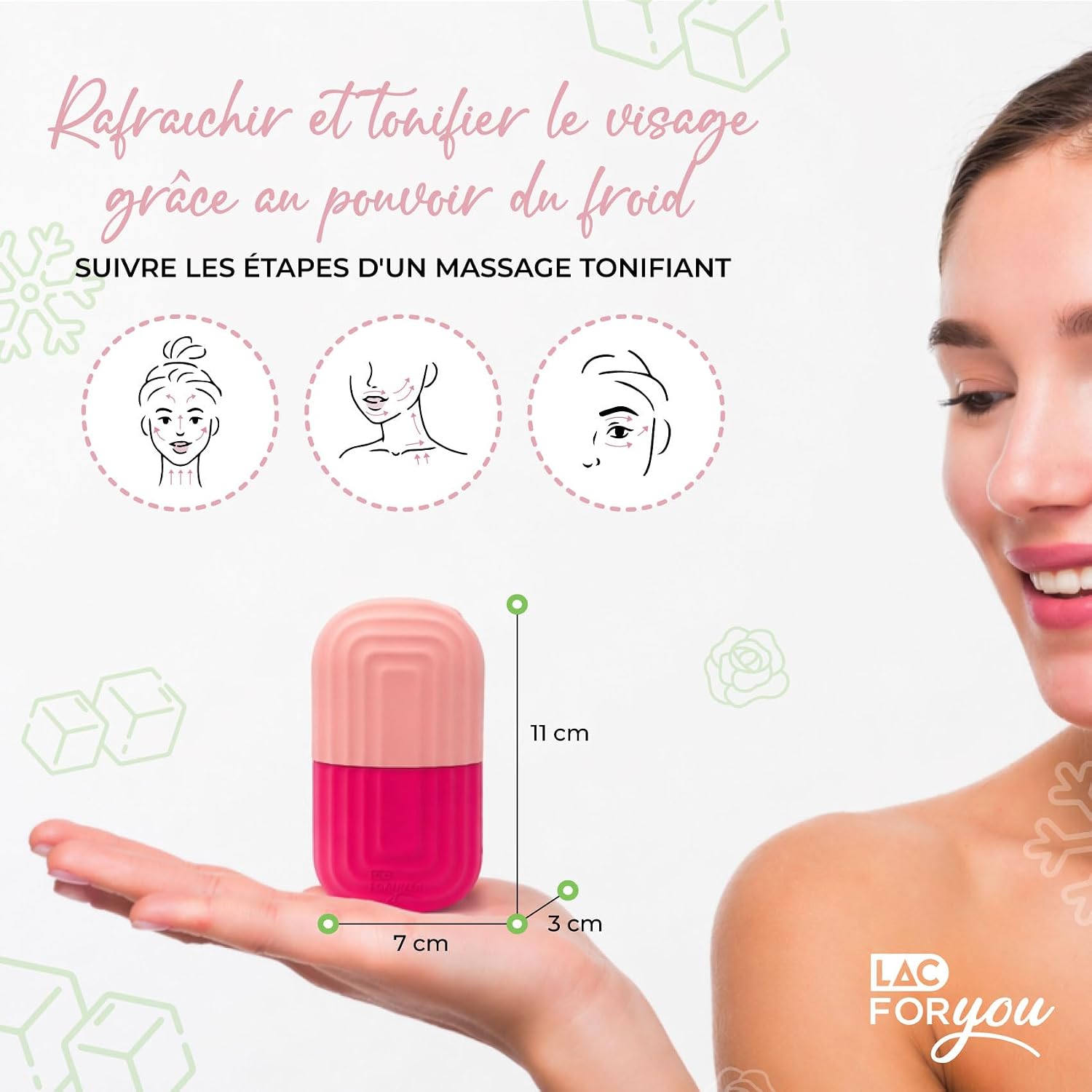 Detalle de LAC Ice Roller Visage : Glacon Silicone pour Massage Visage, Réduction des pores et des poches