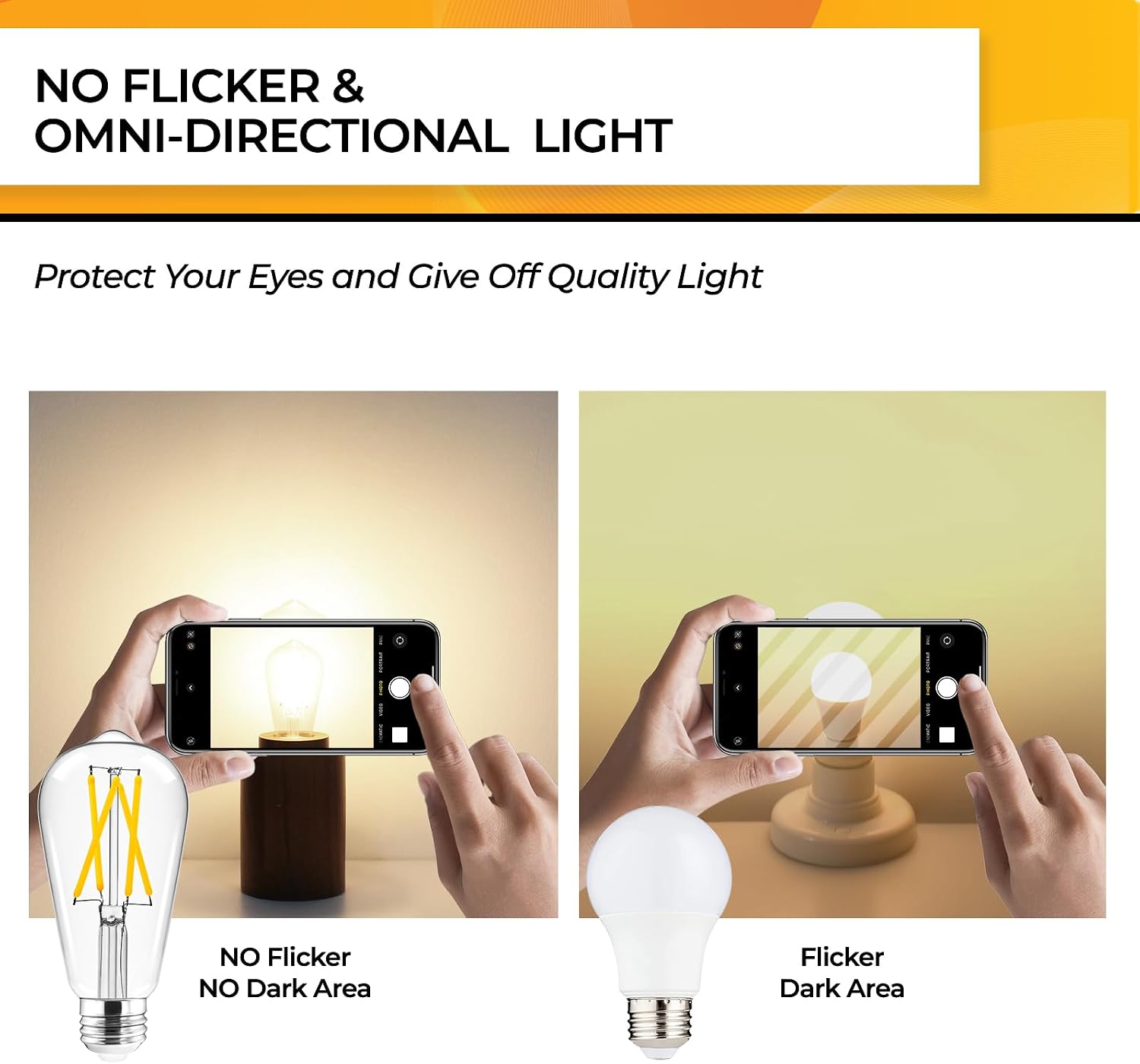 Detalle 2 de Hizashi LY-ST58-6W-W-90-C Edison LED Bulbs, Dimmable 3000K, 12-Pack