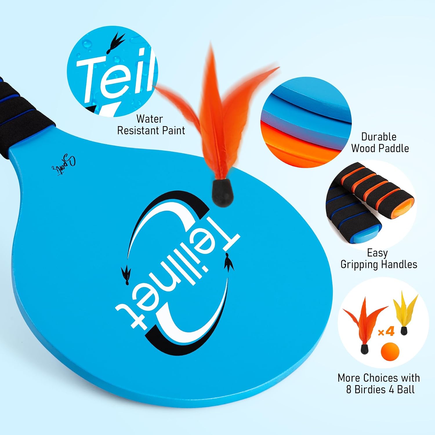 Thumbnail 1 de U&C Planet Beachball Set: Wooden Paddle Ball Game for Family Fun