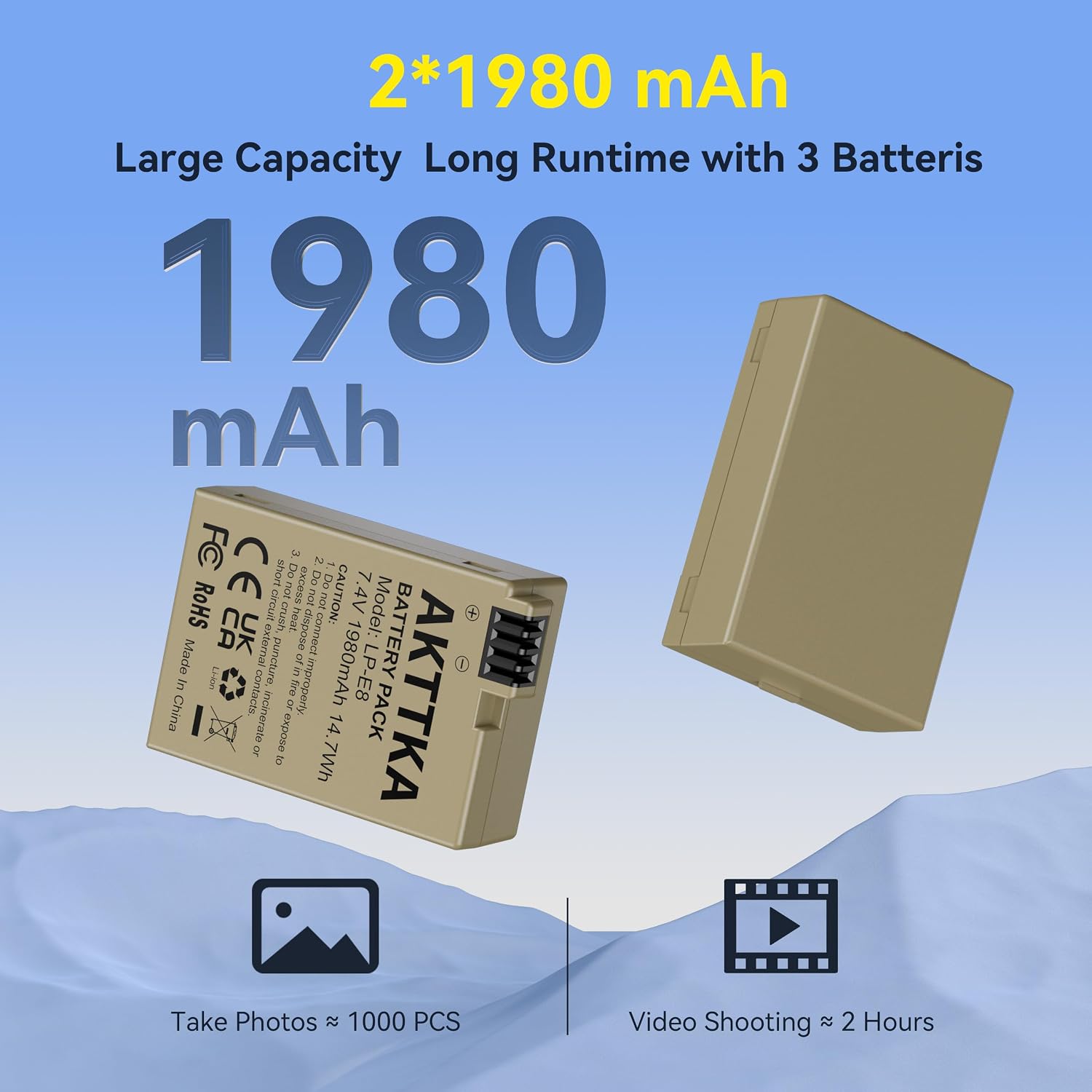 Detalle de AKTTKA LP-E8 Batería 1980 mAh para Canon