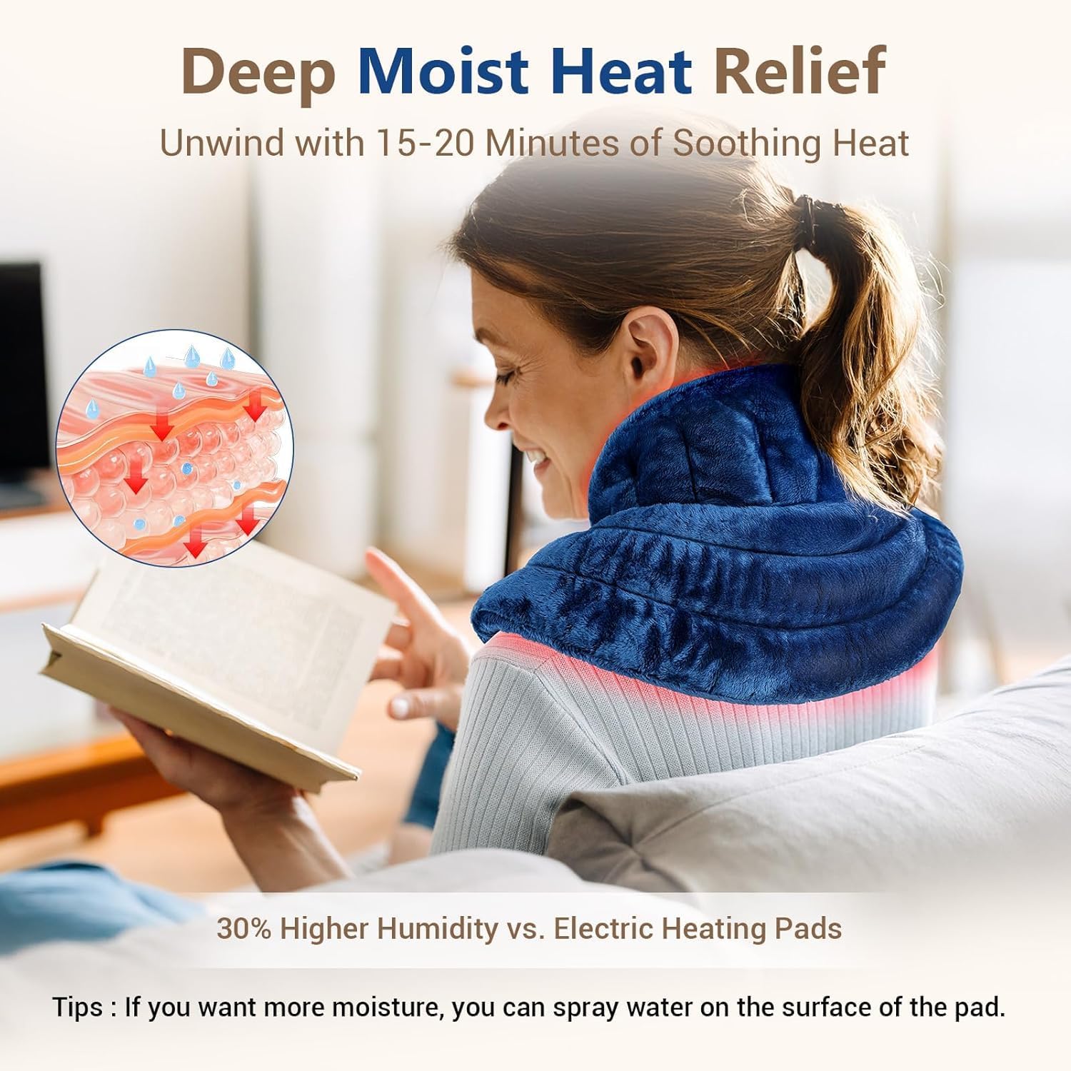 Thumbnail 2 de Comfytemp Weighted Microwave Heating Pad for Neck and Shoulders, Large Blue Flannel