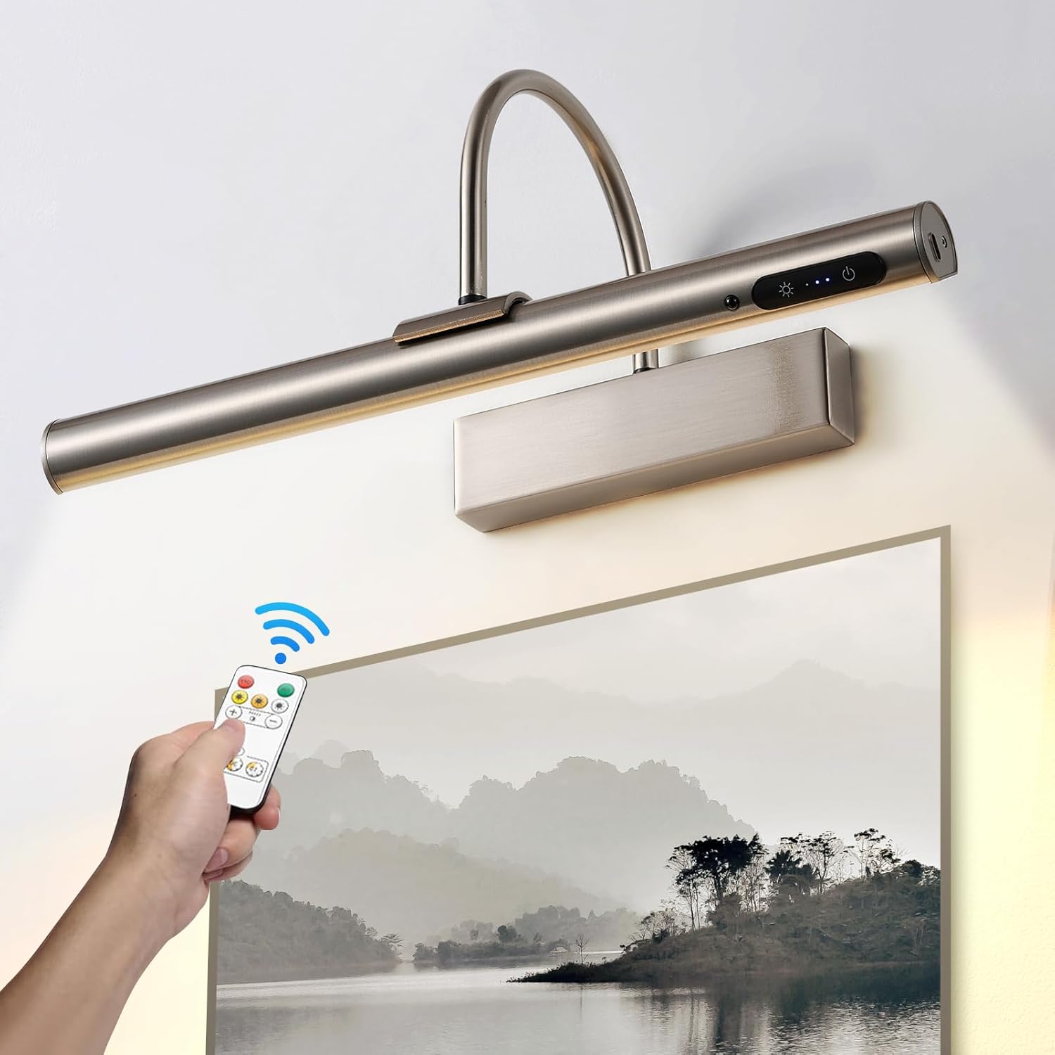 Thumbnail 6 de HARPER LIVING Rechargeable Picture Light (Satin Nickel) with Touch & Remote Control