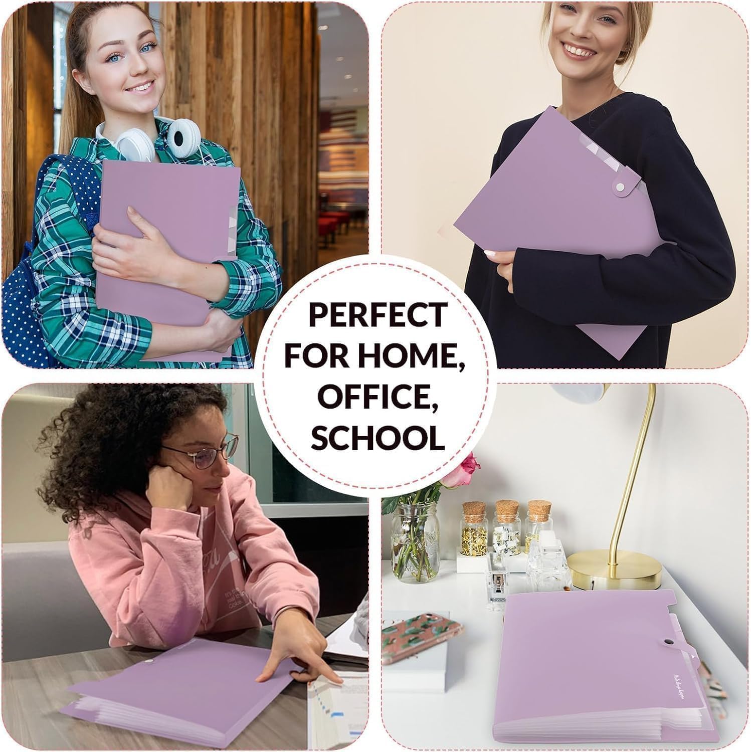 Thumbnail 4 de SKYDUE Dokumentenmappe A4 – 8 Fächer, Etiketten, Tragbar, Lila