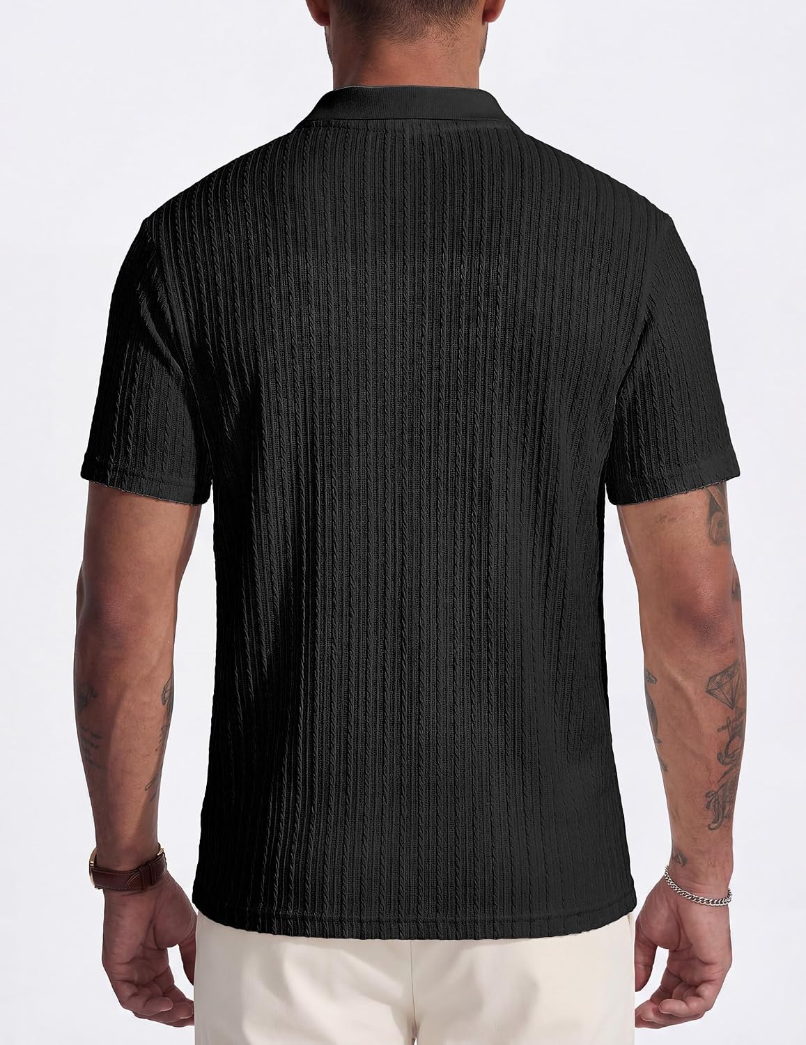 Thumbnail 6 de JMIERR Men's Casual Polo Shirt Knit Summer Short Sleeve – Vintage-Inspired Button Polo