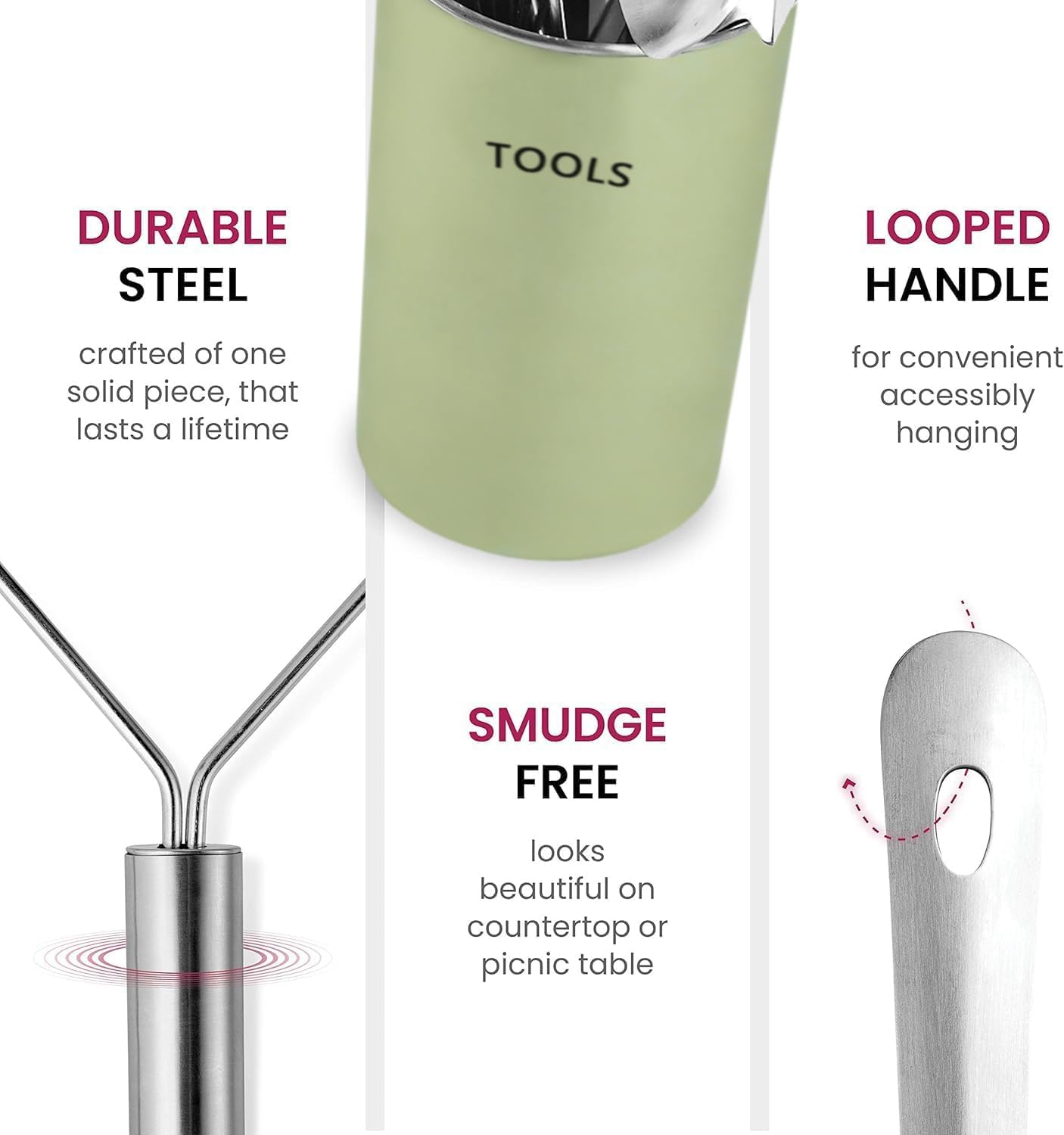 Thumbnail 5 de Garut Kitchen Utensils Set – 10-Piece Stainless Steel with Holder (Green)