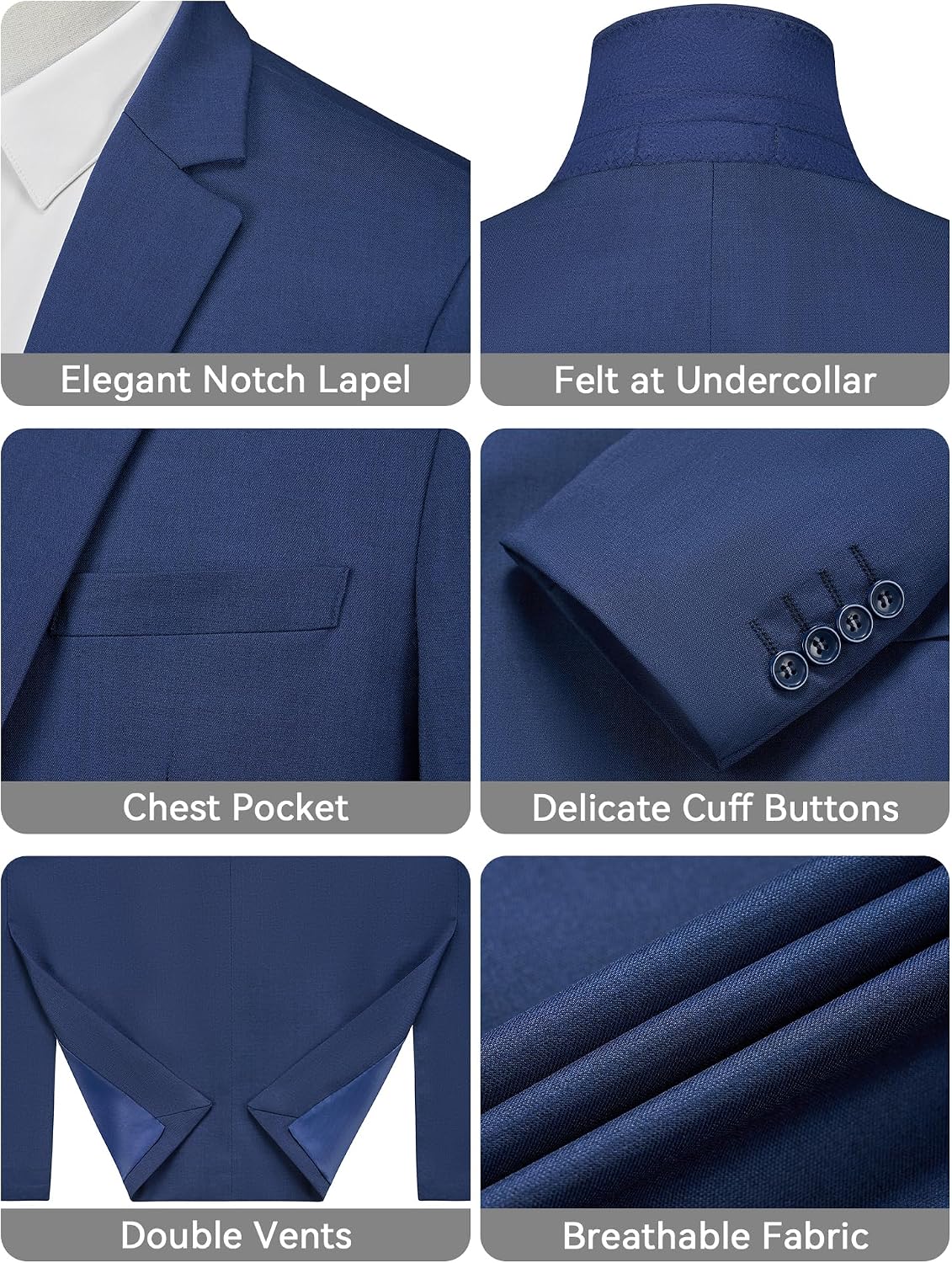 Detalle de MAGE MALE Men's Blazer, Polyester-Spandex Blend
