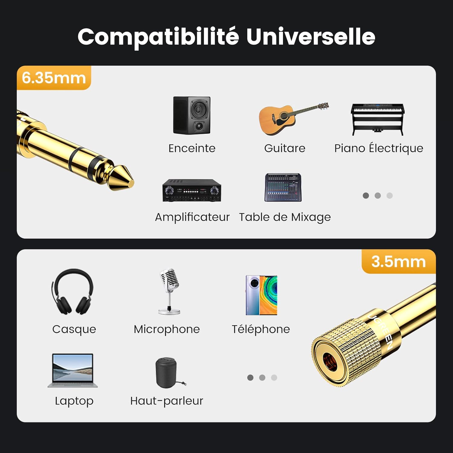 Thumbnail 5 de UGREEN Lot de 2 Adaptateurs Jack 6,35 mm ⚙