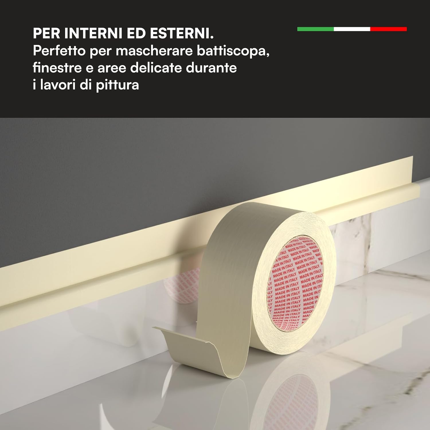 Detalle de DNK TRADE Nastro di Carta per Imbianchini: 6 rotoli 50 mm x 50 m, carta gommata per mascheratura