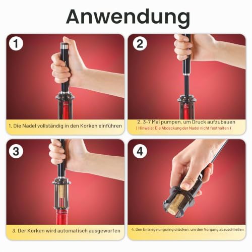 Detalle de Quntis Druckluft‑Korkenzieher: Pumpen‑Weinöffner für Weinliebhaber